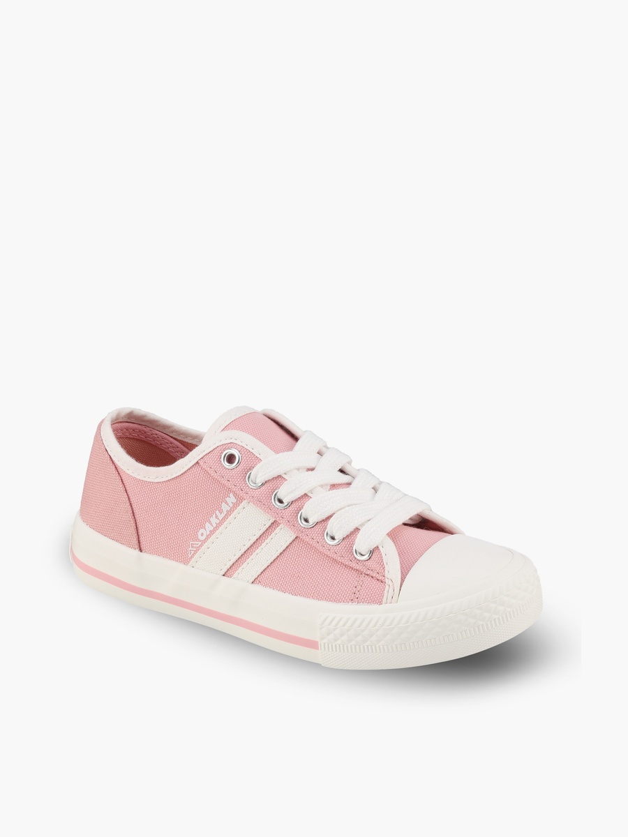 Girls Striped Lace-Up Ankle Sneakers