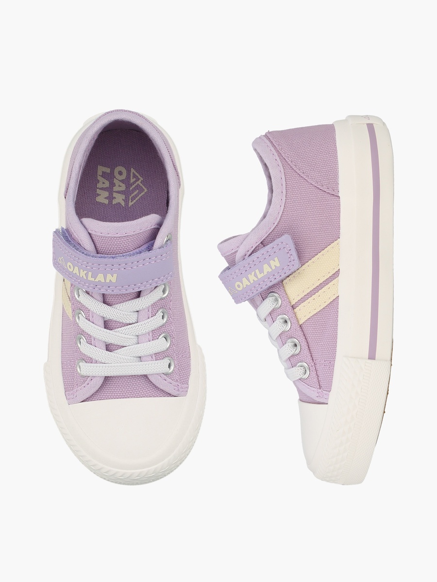 Girls Striped Lace-Up Ankle Sneakers