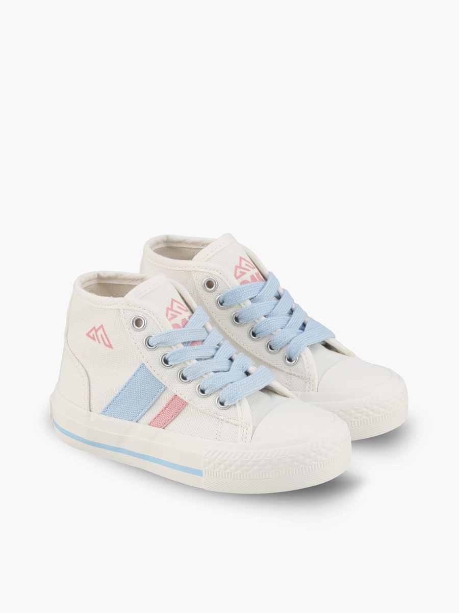 Girls Striped Lace-Up Sneakers