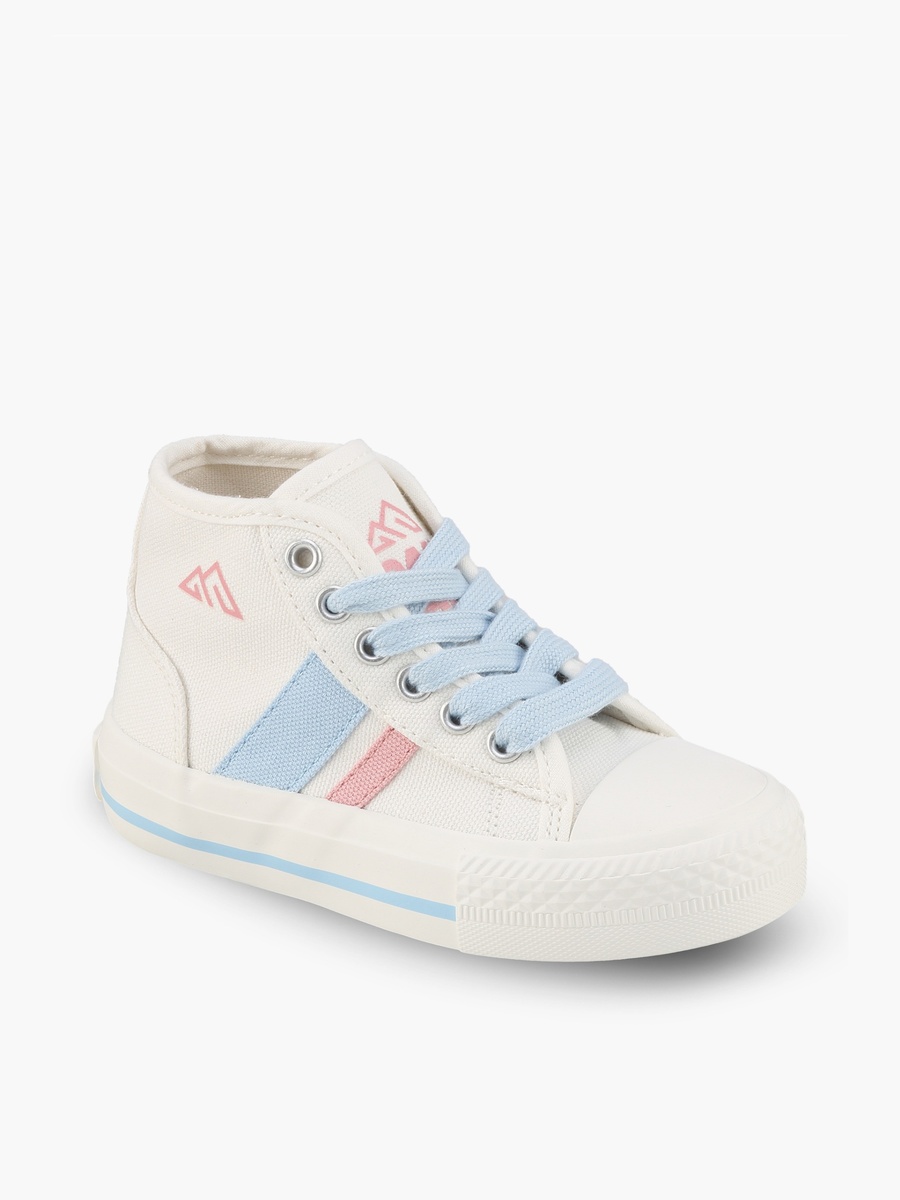 Girls Striped Lace-Up Sneakers