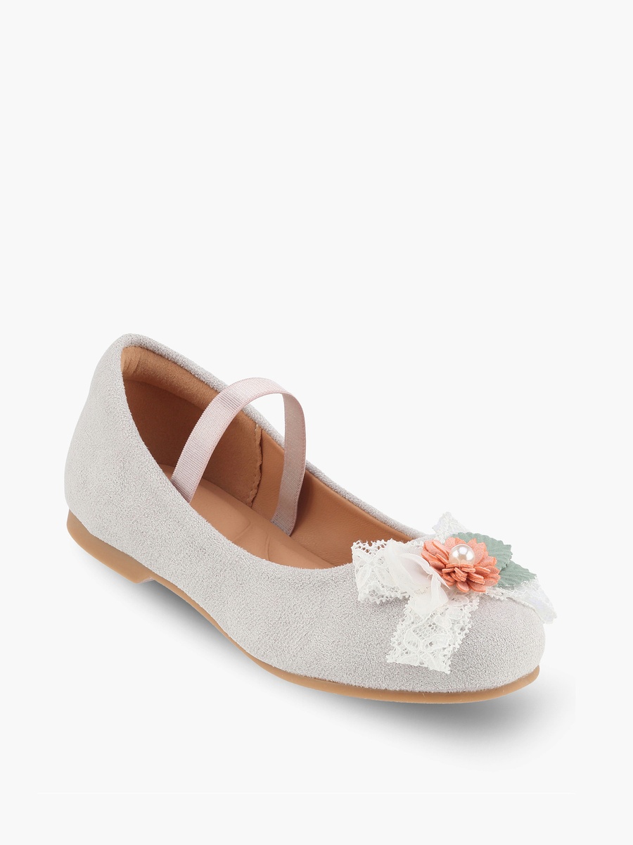 Girls Floral Applique Ballerina Shoes