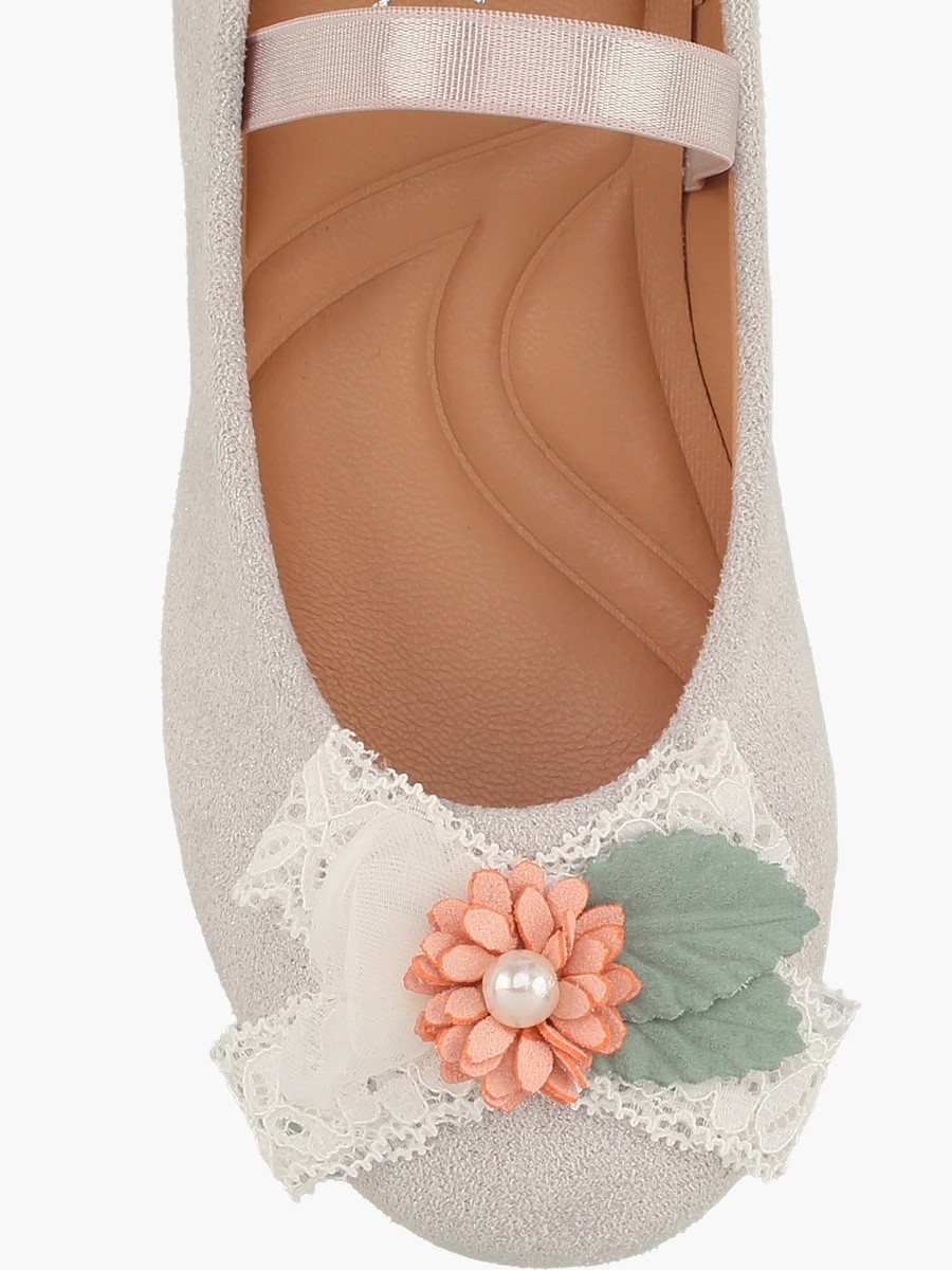 Girls Floral Applique Ballerina Shoes