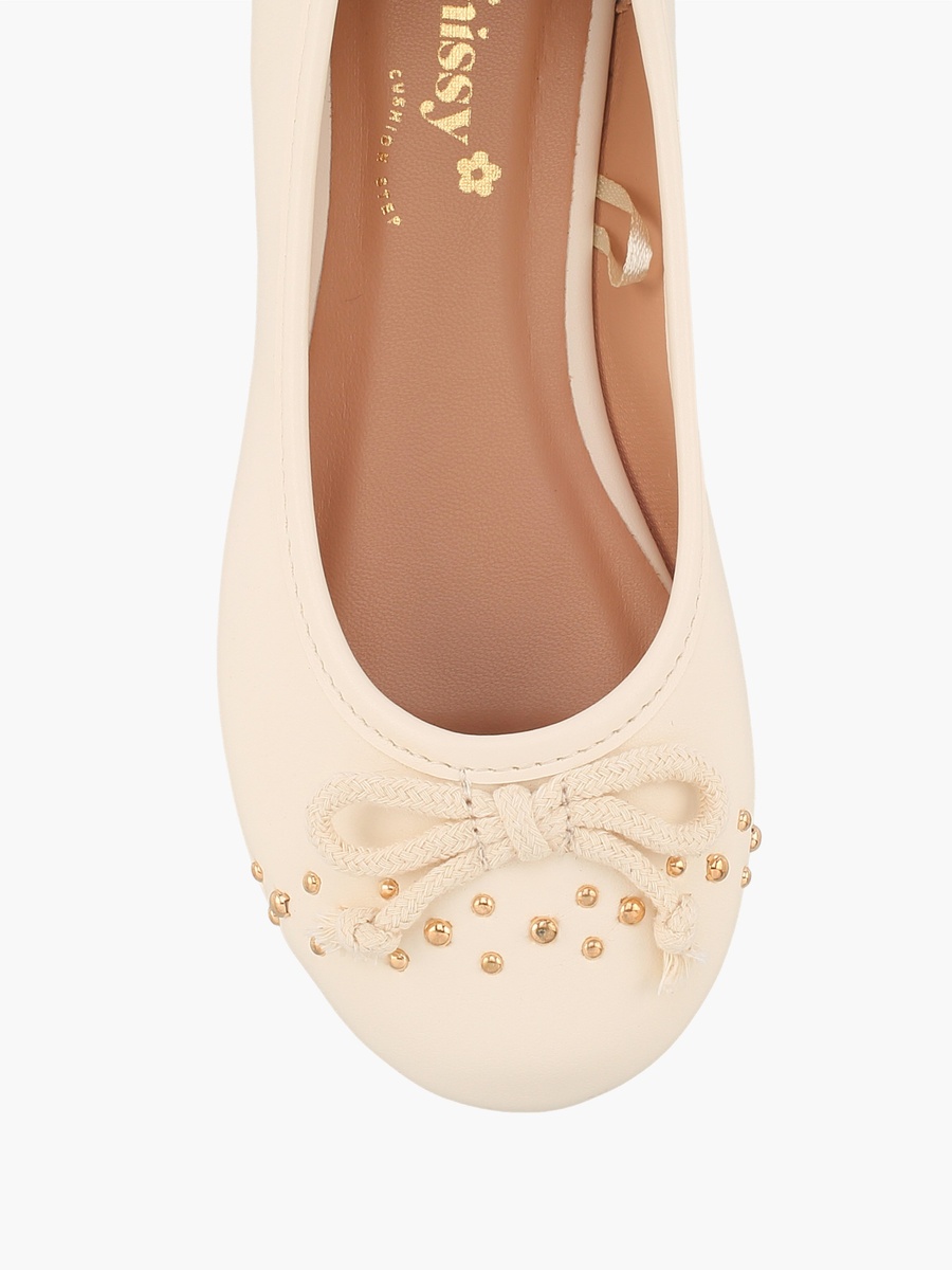 Girls Studded Bow Accent Ballerina Shoes