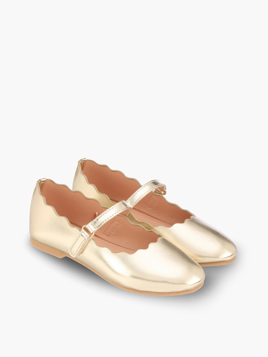 Girls Scalloped Trim Mary Jane Shoes