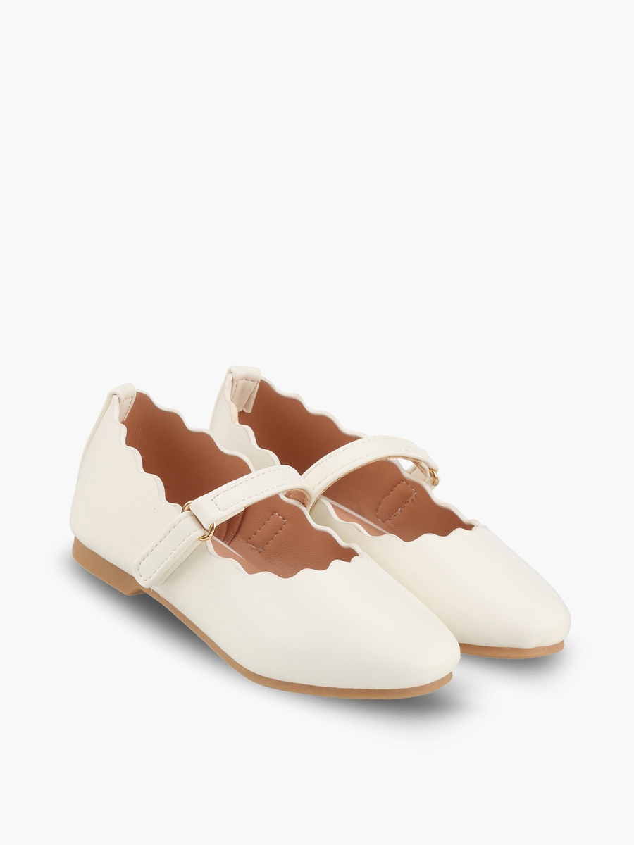 Girls Scalloped Trim Mary Jane Shoes