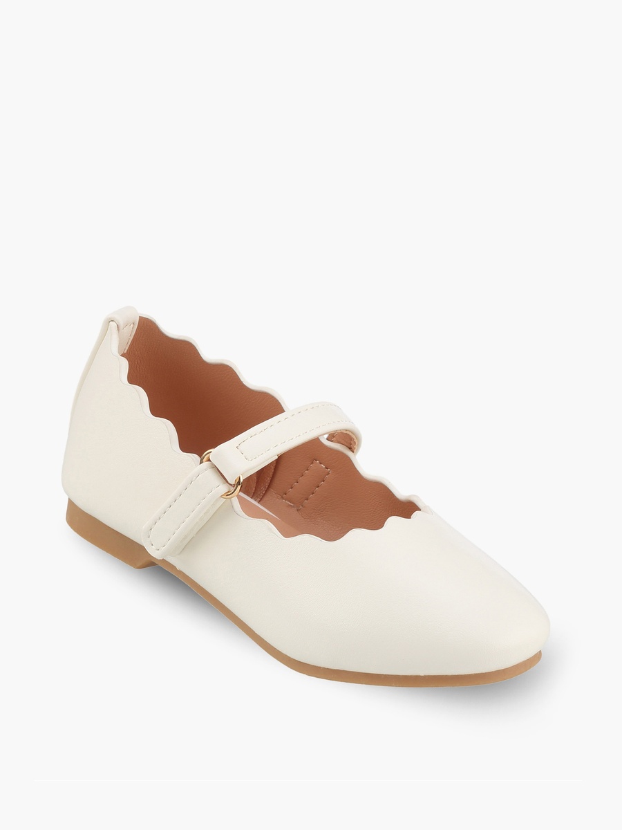 Girls Scalloped Trim Mary Jane Shoes