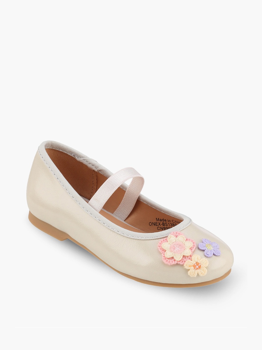 Girls Floral Applique Ballerina Shoes