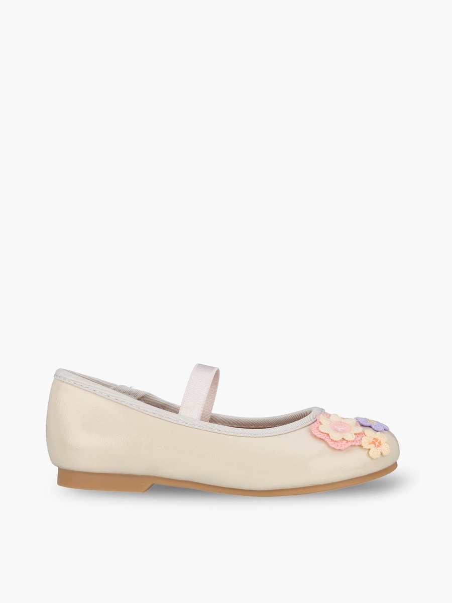 Girls Floral Applique Ballerina Shoes