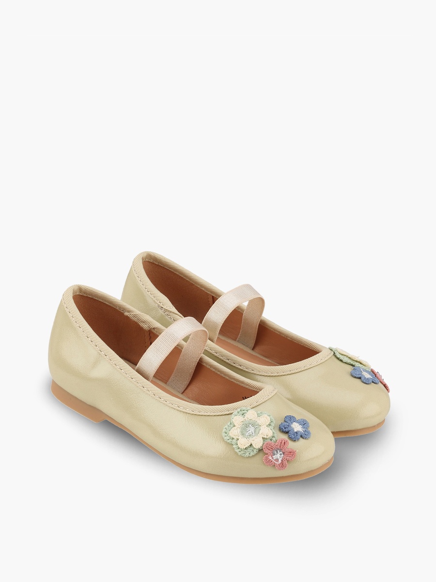 Girls Floral Applique Ballerina Shoes