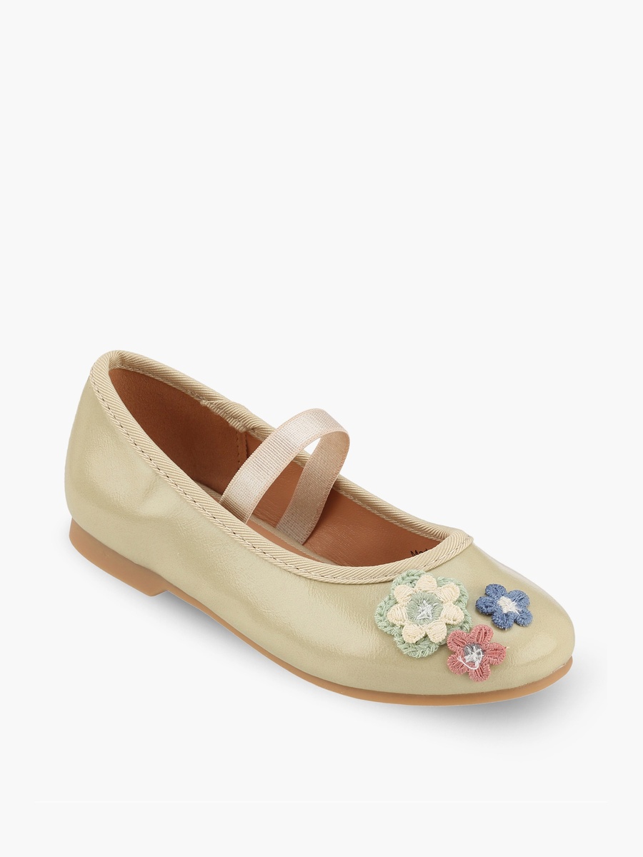 Girls Floral Applique Ballerina Shoes