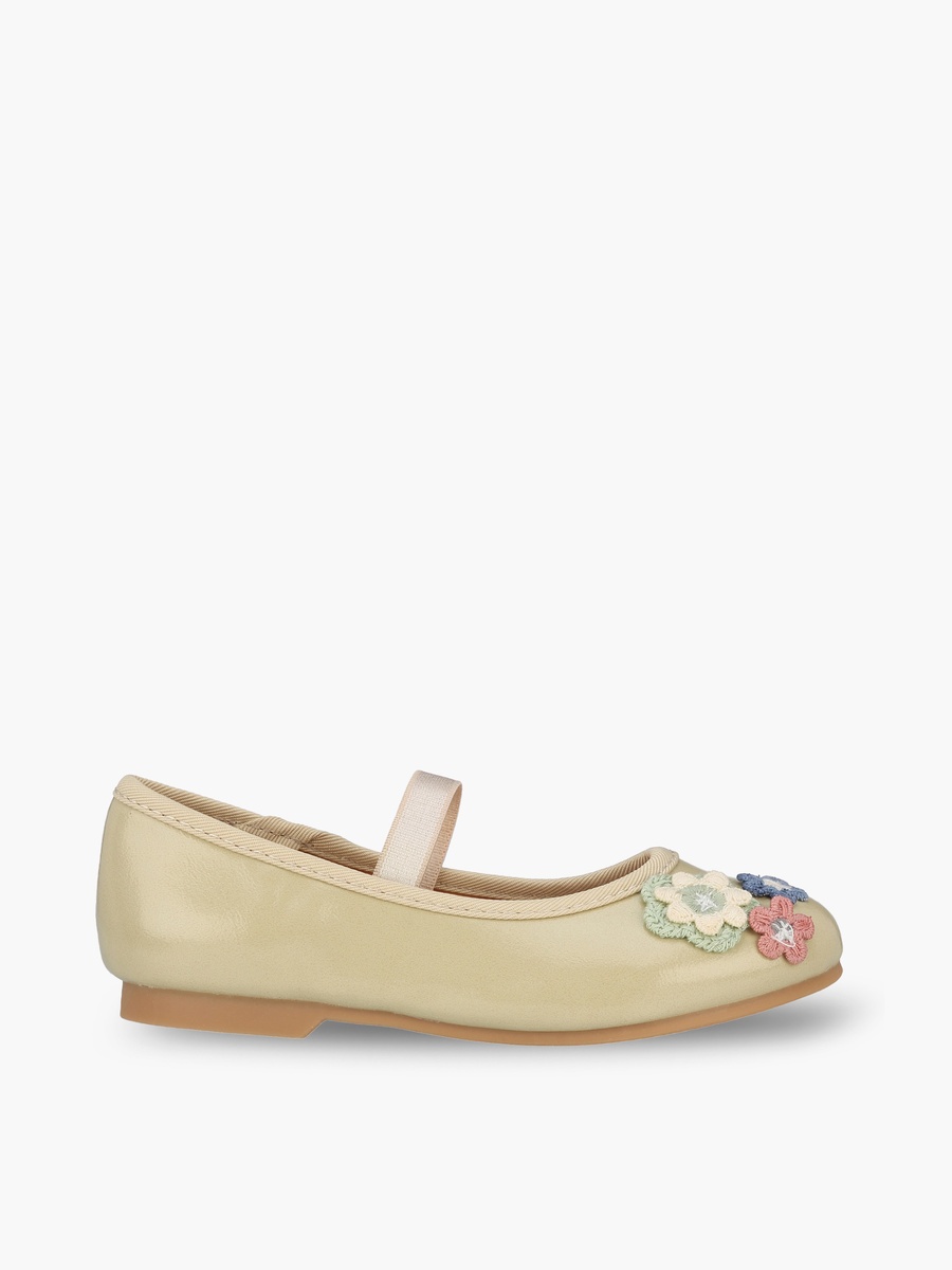 Girls Floral Applique Ballerina Shoes