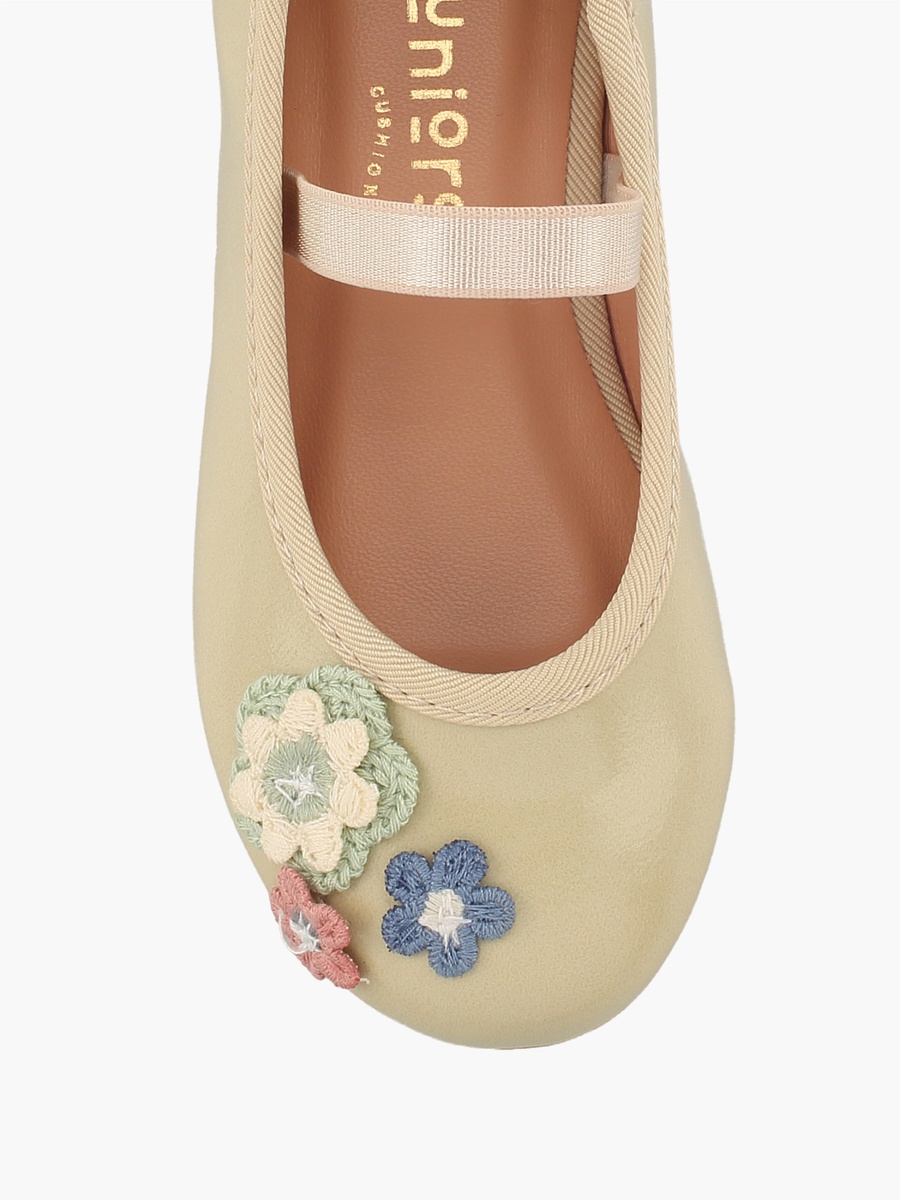 Girls Floral Applique Ballerina Shoes