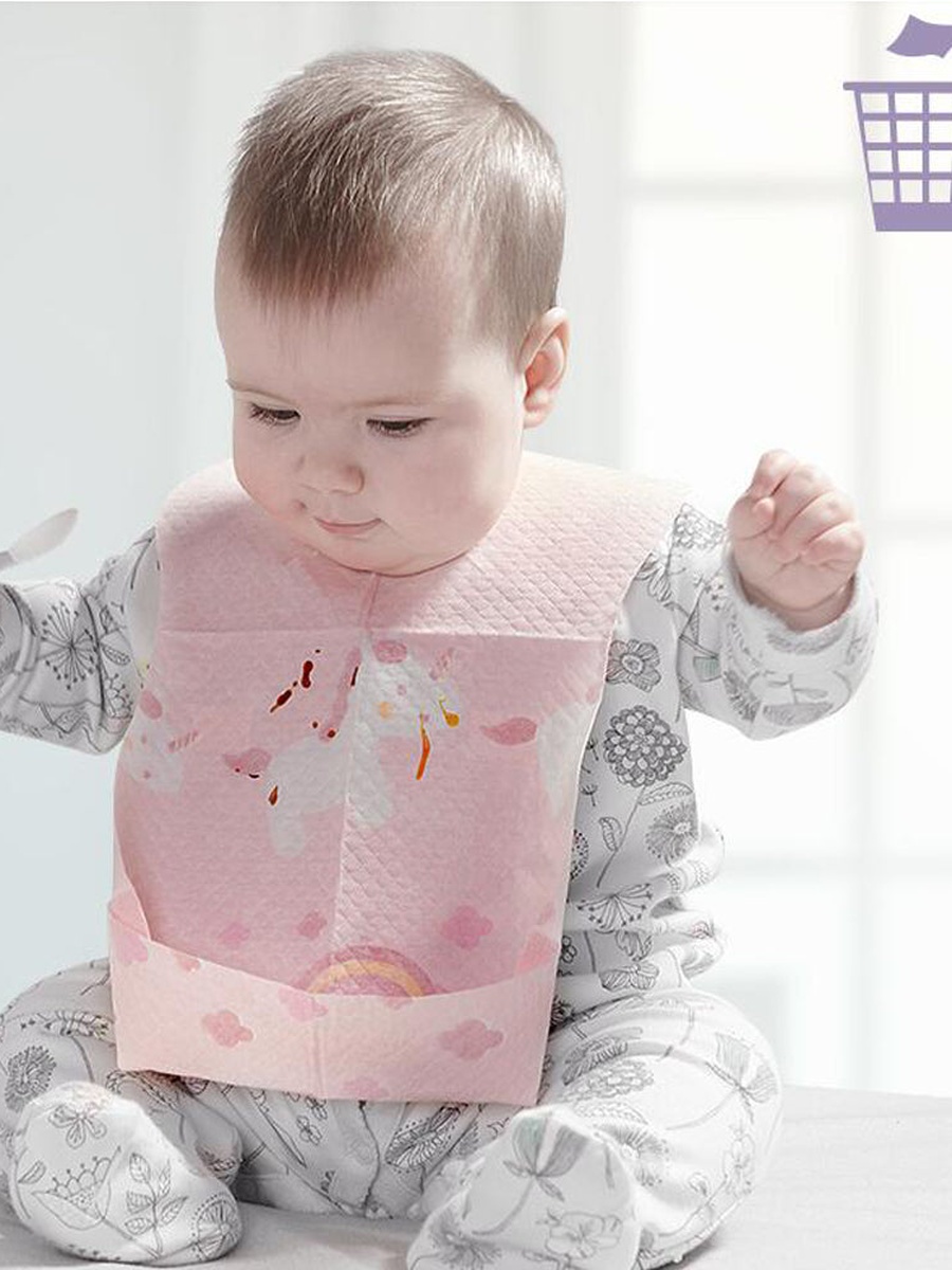 20-Piece Disposable Baby Bibs - Pink
