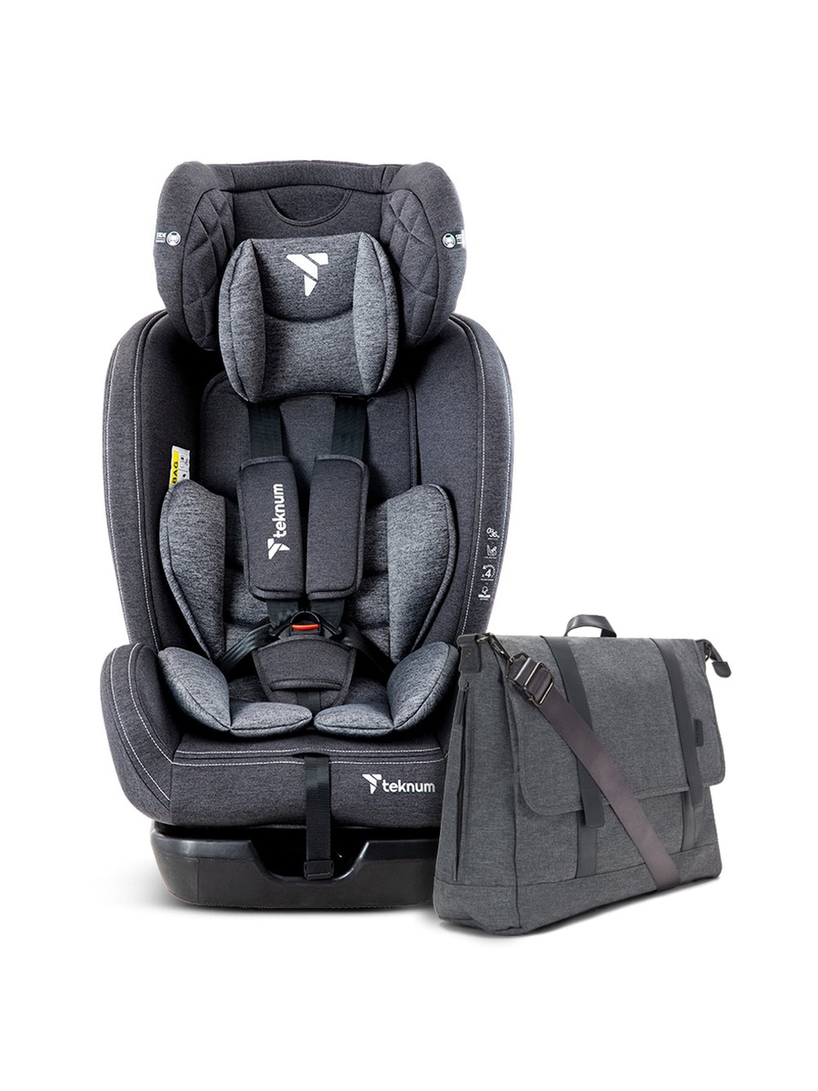 Evolve 2 Car Seat 0-12yrs with Grey Dads Diaper Hand Bag - Dark Grey