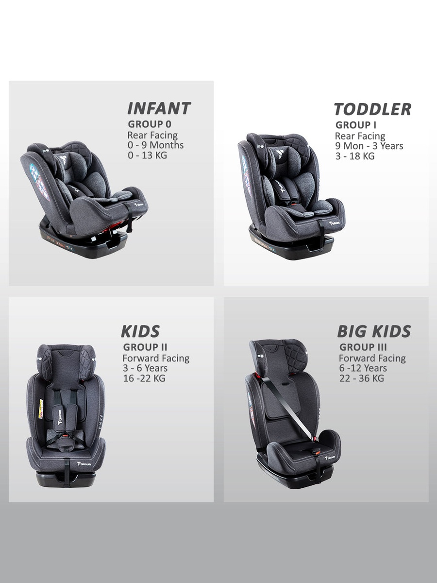 Evolve 2 Car Seat 0-12yrs with Grey Dads Diaper Hand Bag - Dark Grey