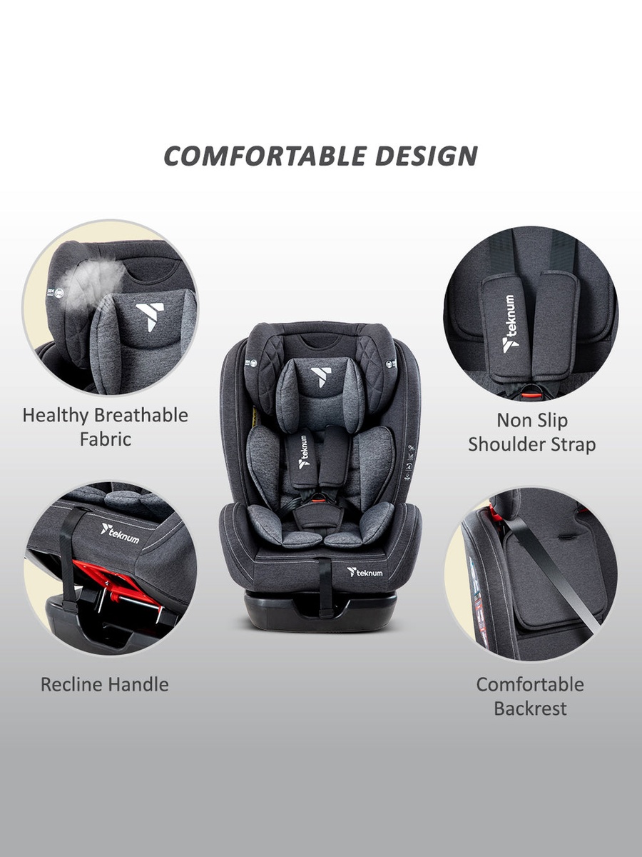 Evolve 2 Car Seat 0-12yrs with Grey Dads Diaper Hand Bag - Dark Grey