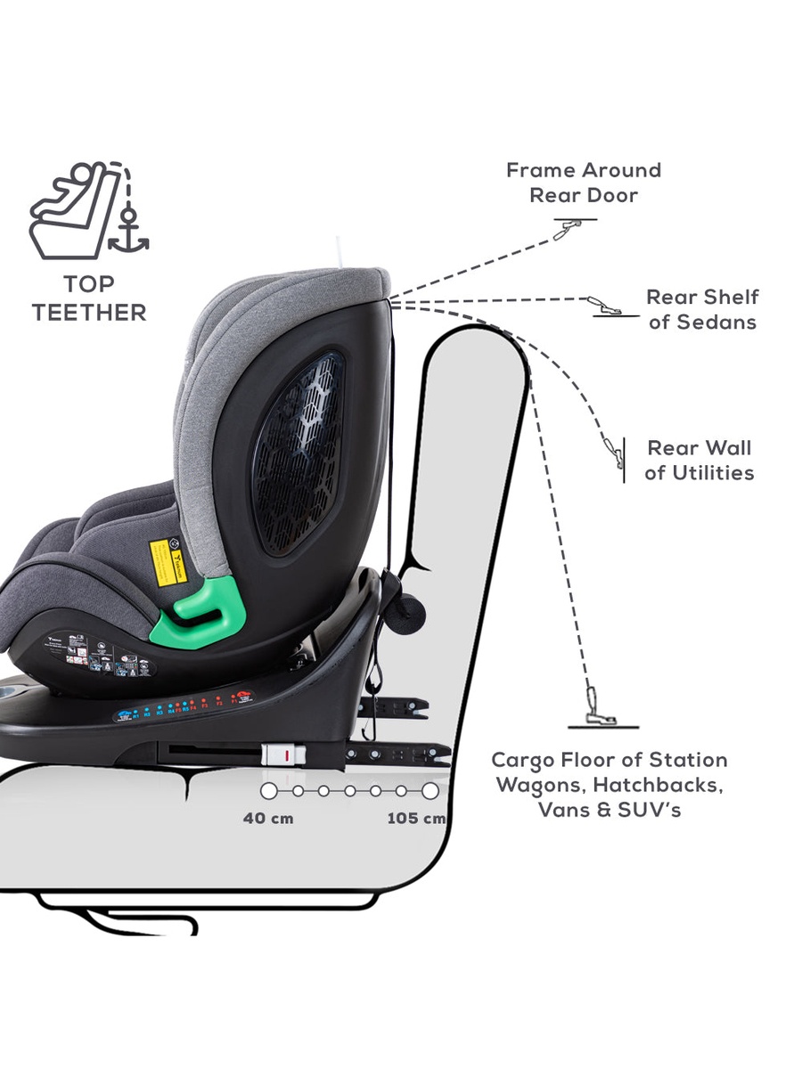 Evolve Prime iSize Car Seat with Isofix - Grey