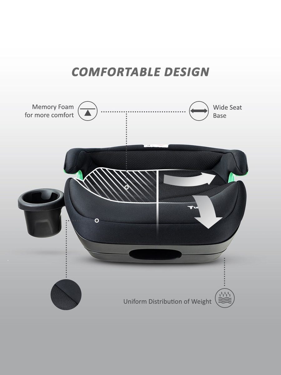 Car Seat I-Size Booster with 4 Reclining Mode and Isofix - Black