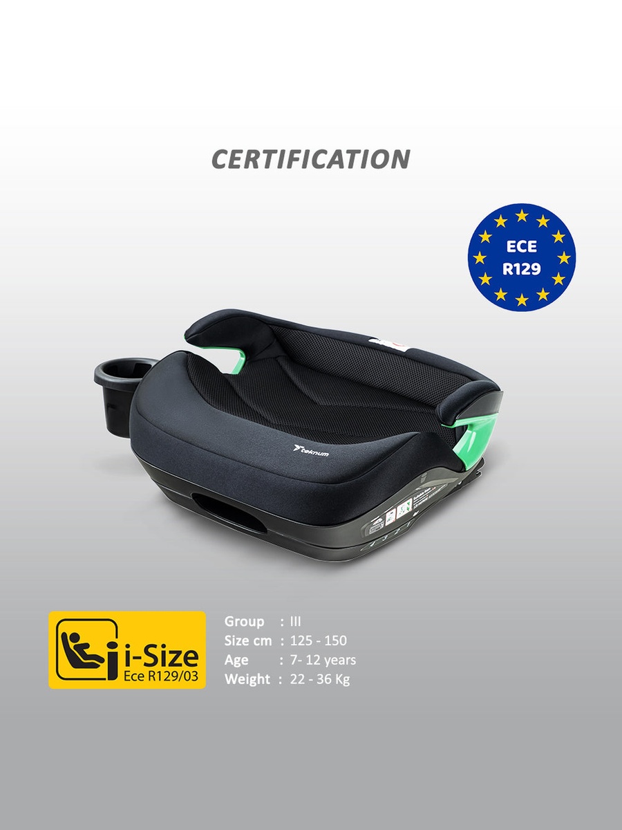 Car Seat I-Size Booster with 4 Reclining Mode and Isofix - Black