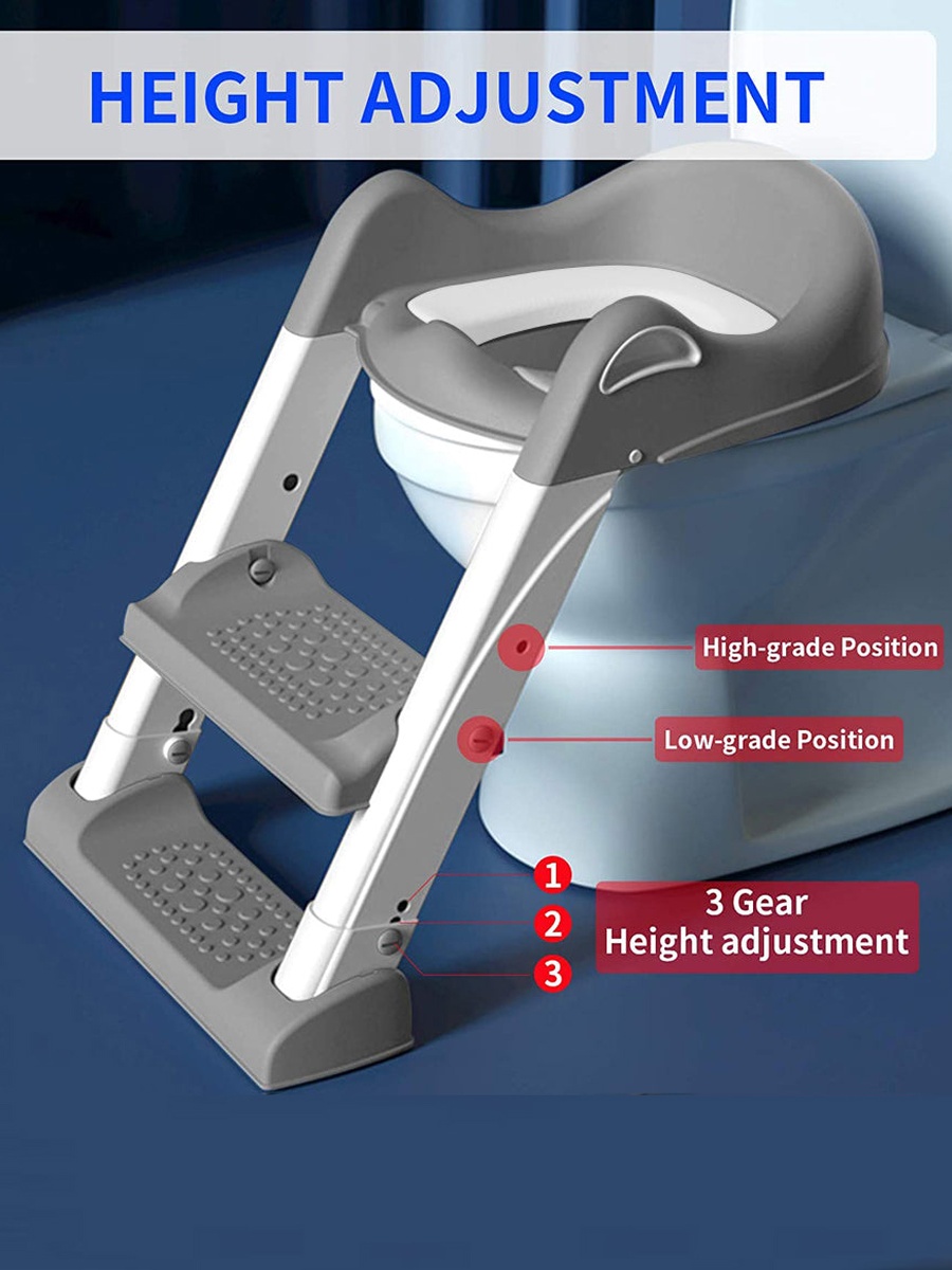 Step Stool Foldable Potty Trainer Seat - Grey