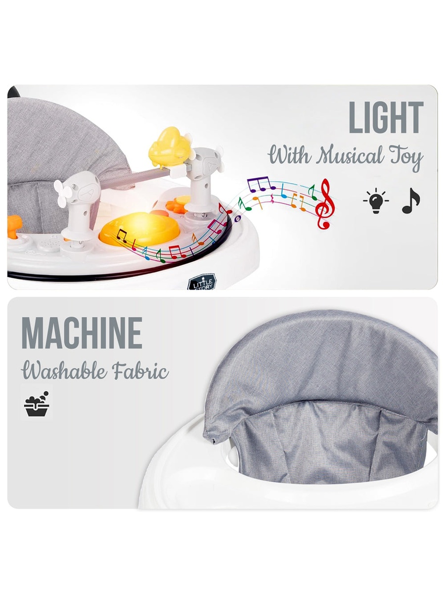 Foldable Baby Walker with Interactive Toys, Lightweight and Compact Design for 6-18 Months