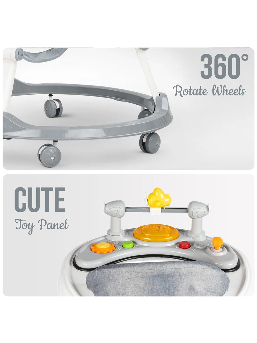 Foldable Baby Walker with Interactive Toys, Lightweight and Compact Design for 6-18 Months
