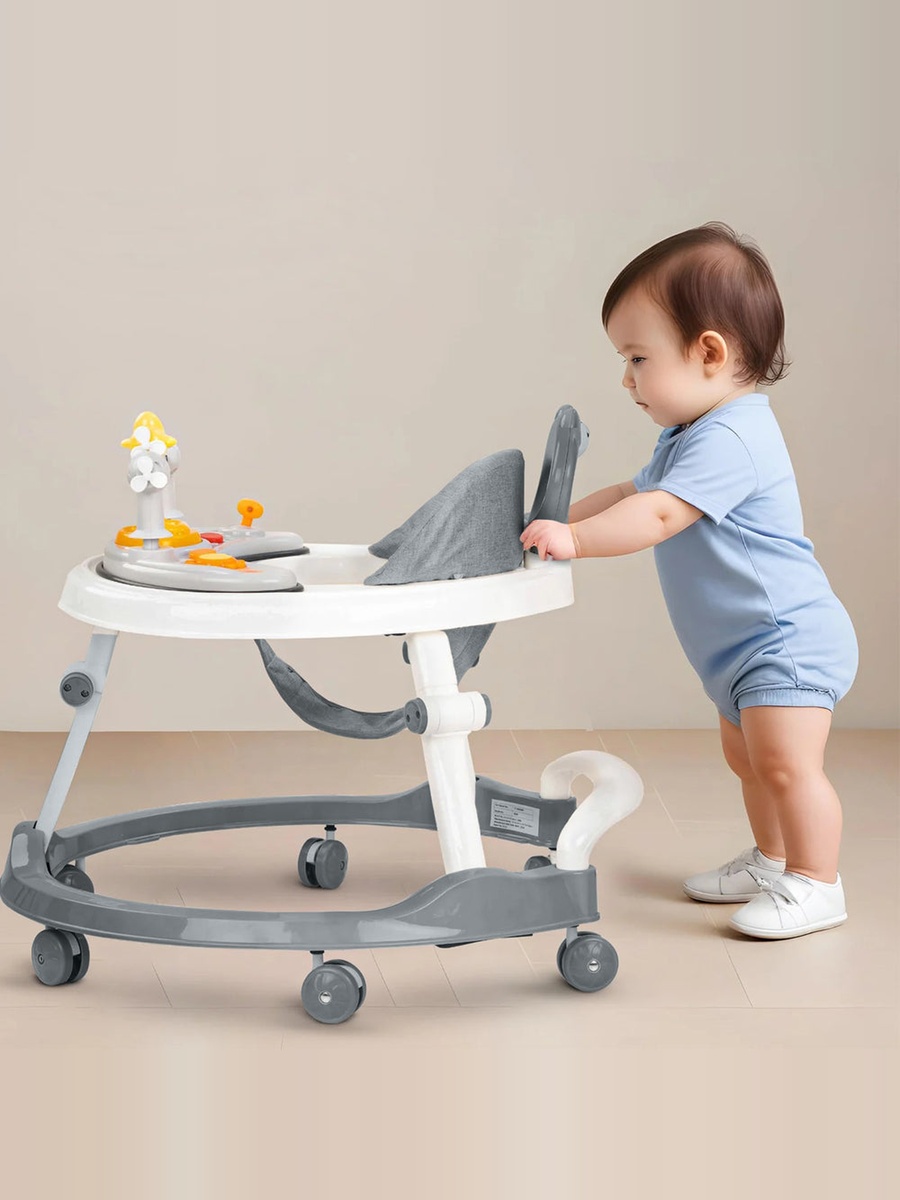 Foldable Baby Walker with Interactive Toys, Lightweight and Compact Design for 6-18 Months