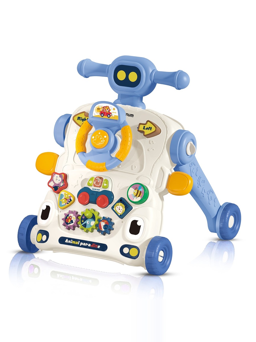 3-IN-1 Baby Walker/Learning Table Mode/Game Panel Mode with Musical Keyboard - Blue