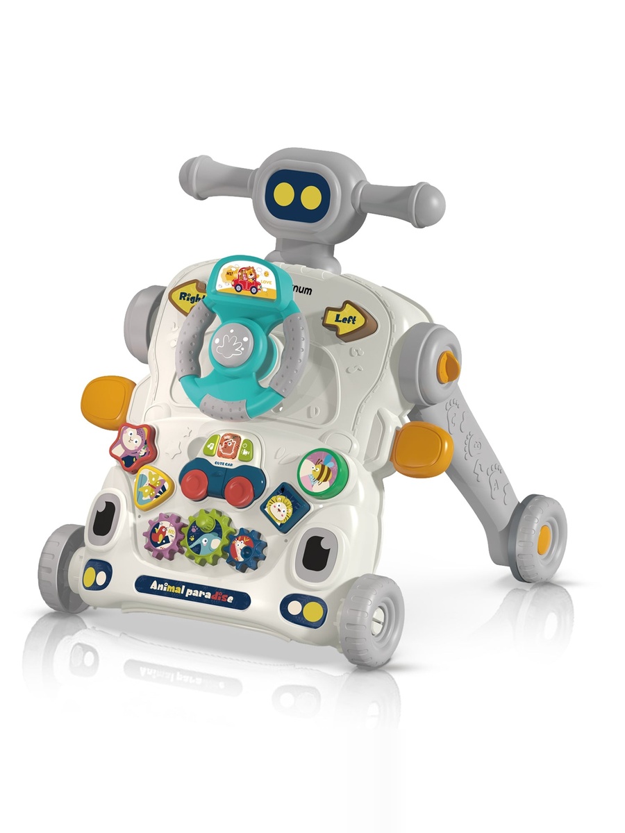 3-IN-1 Baby Walker/Learning Table Mode/Game Panel Mode with Musical Keyboard - Grey