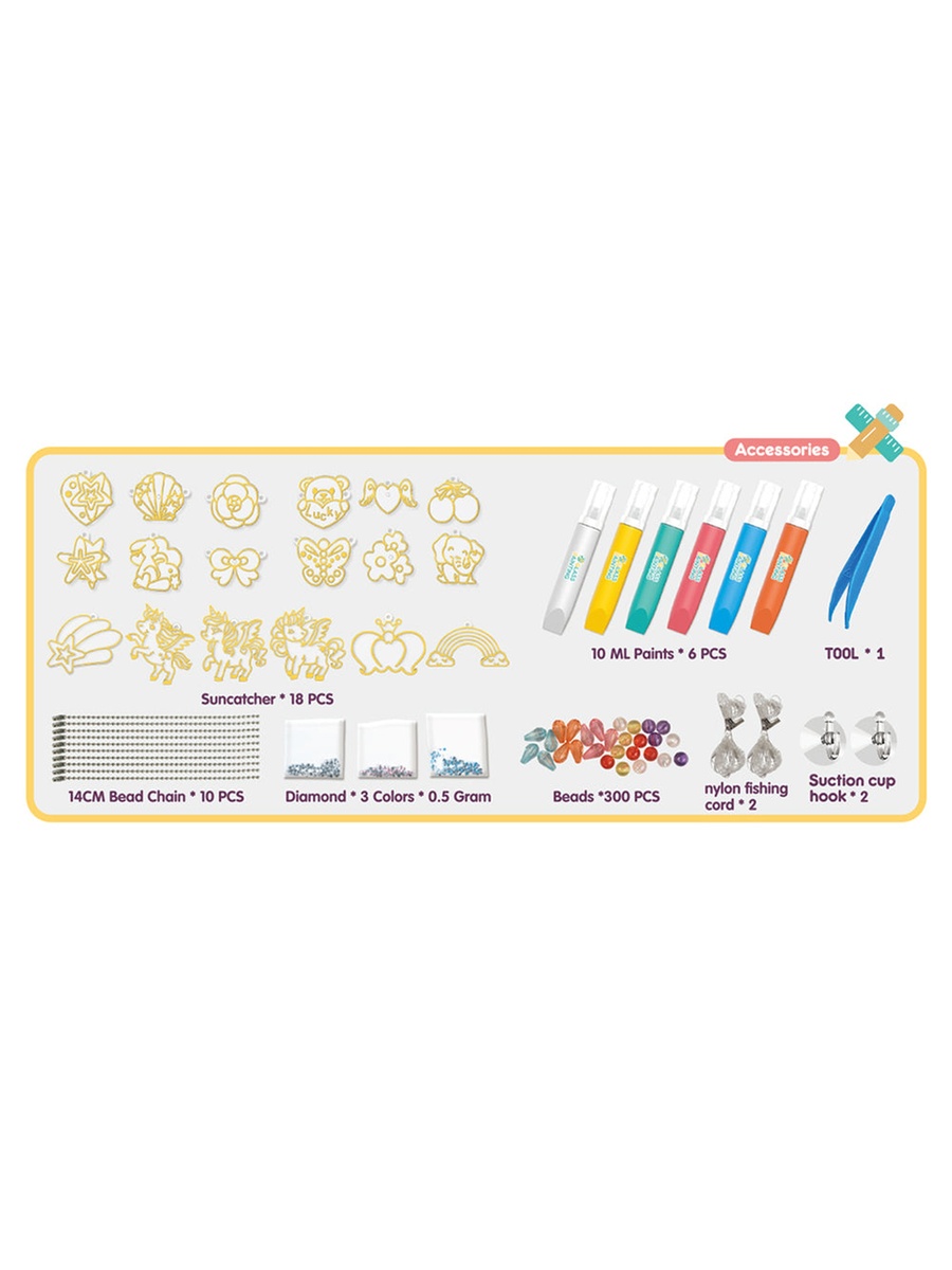 DIY Kids Art and Craft Crystal Pendant Making and Coloring Set XL - Unicorn