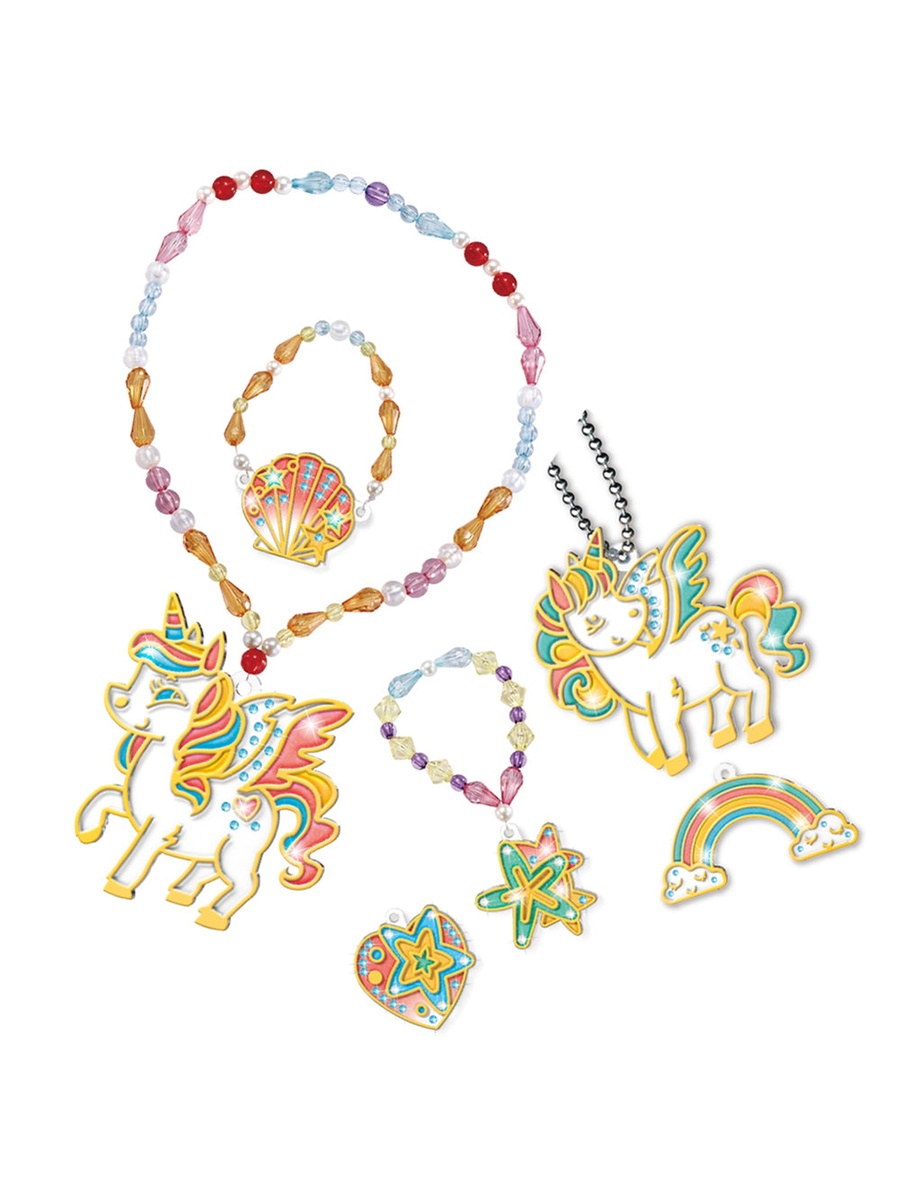 DIY Kids Art and Craft Crystal Pendant Making and Coloring Set XL - Unicorn