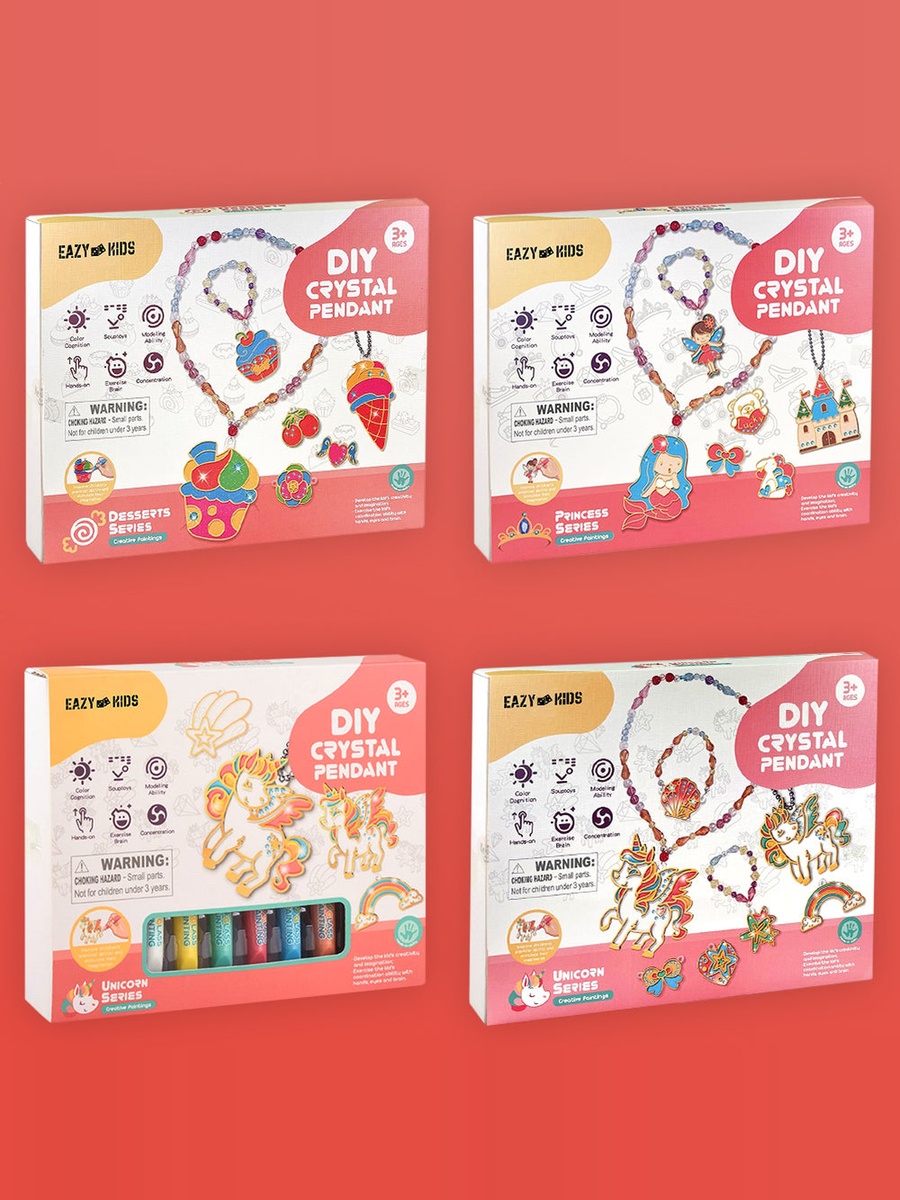 DIY Kids Art and Craft Crystal Pendant Making and Coloring Set XL - Unicorn