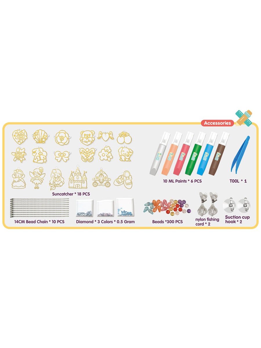 DIY Kids Art and Craft Crystal Pendant Making and Coloring Set XL - Princess