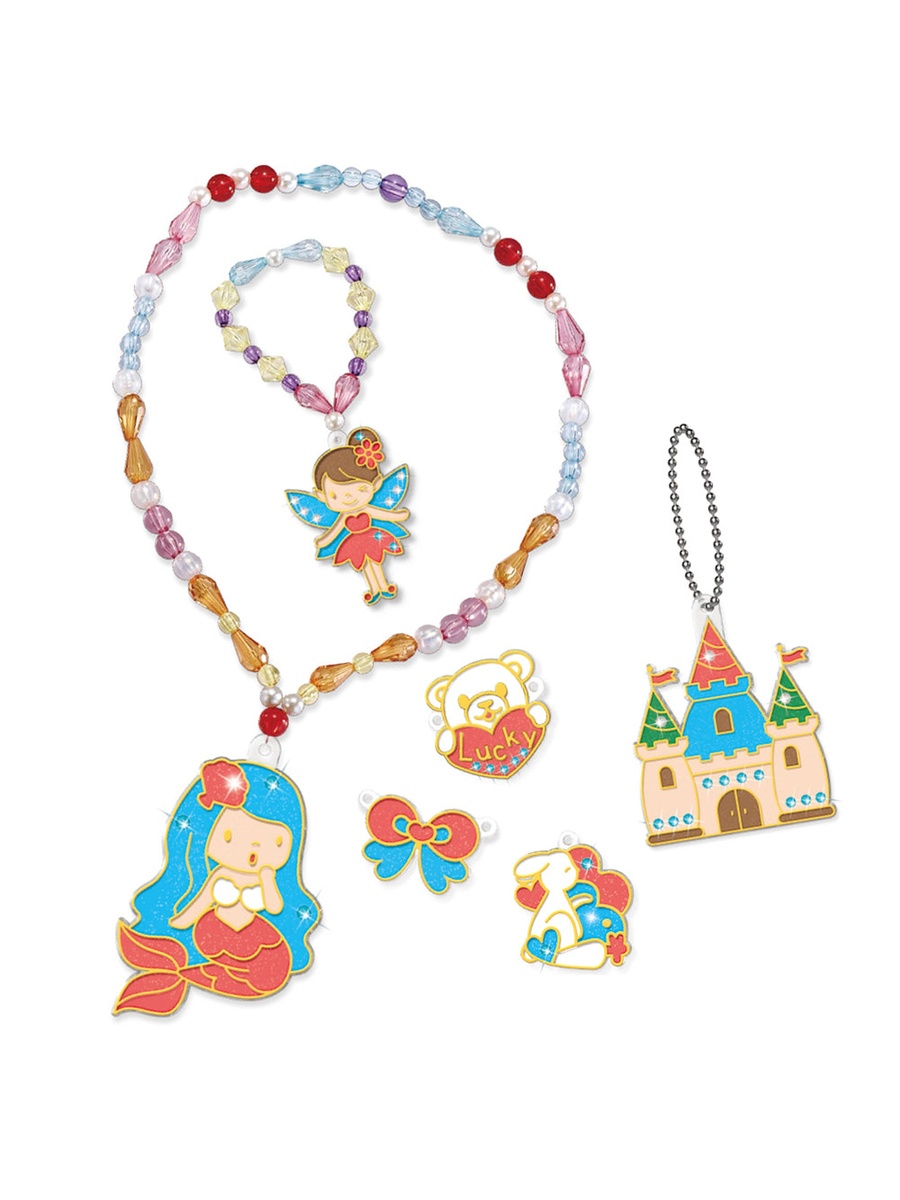 DIY Kids Art and Craft Crystal Pendant Making and Coloring Set XL - Princess
