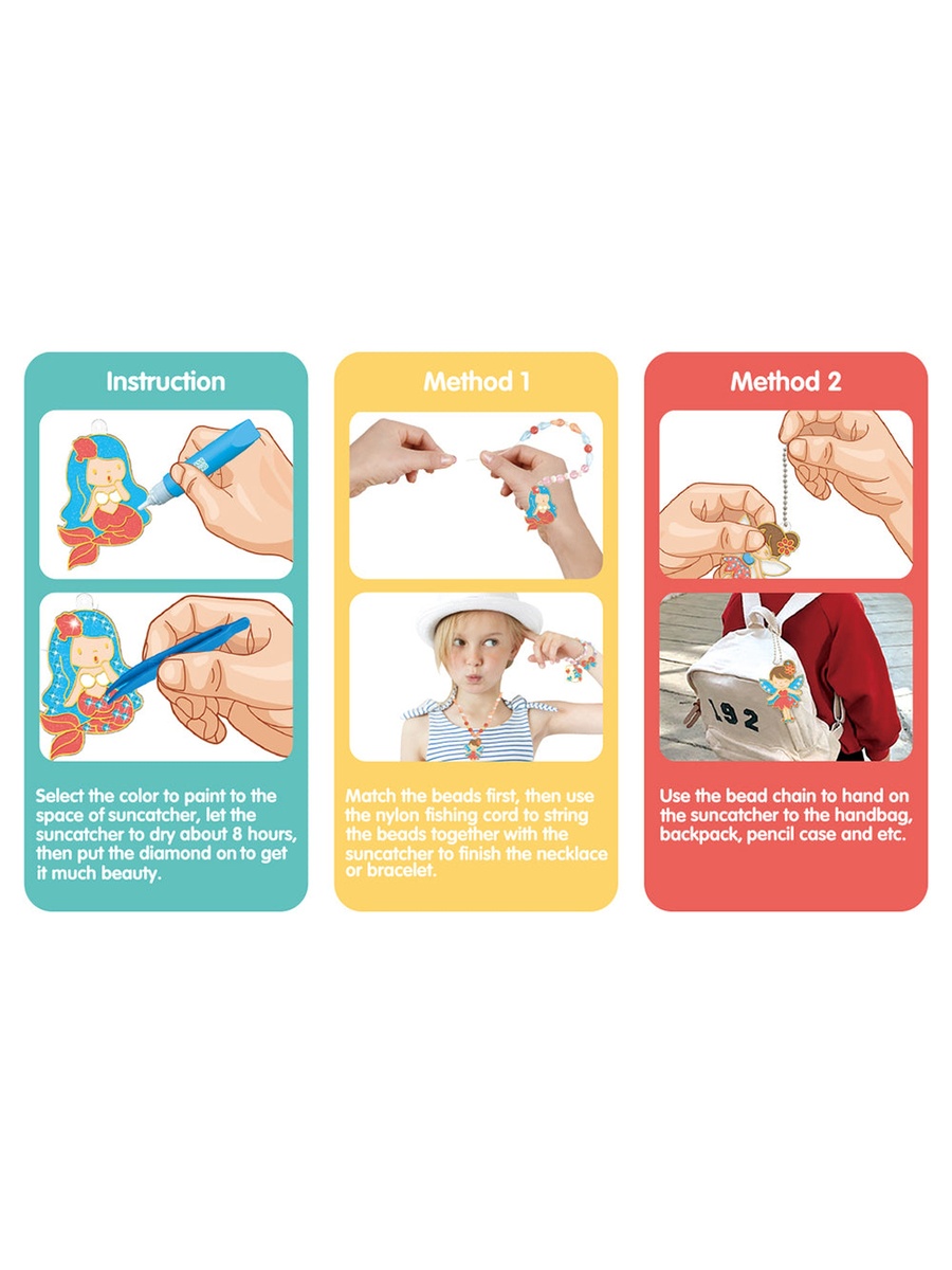 DIY Kids Art and Craft Crystal Pendant Making and Coloring Set XL - Princess