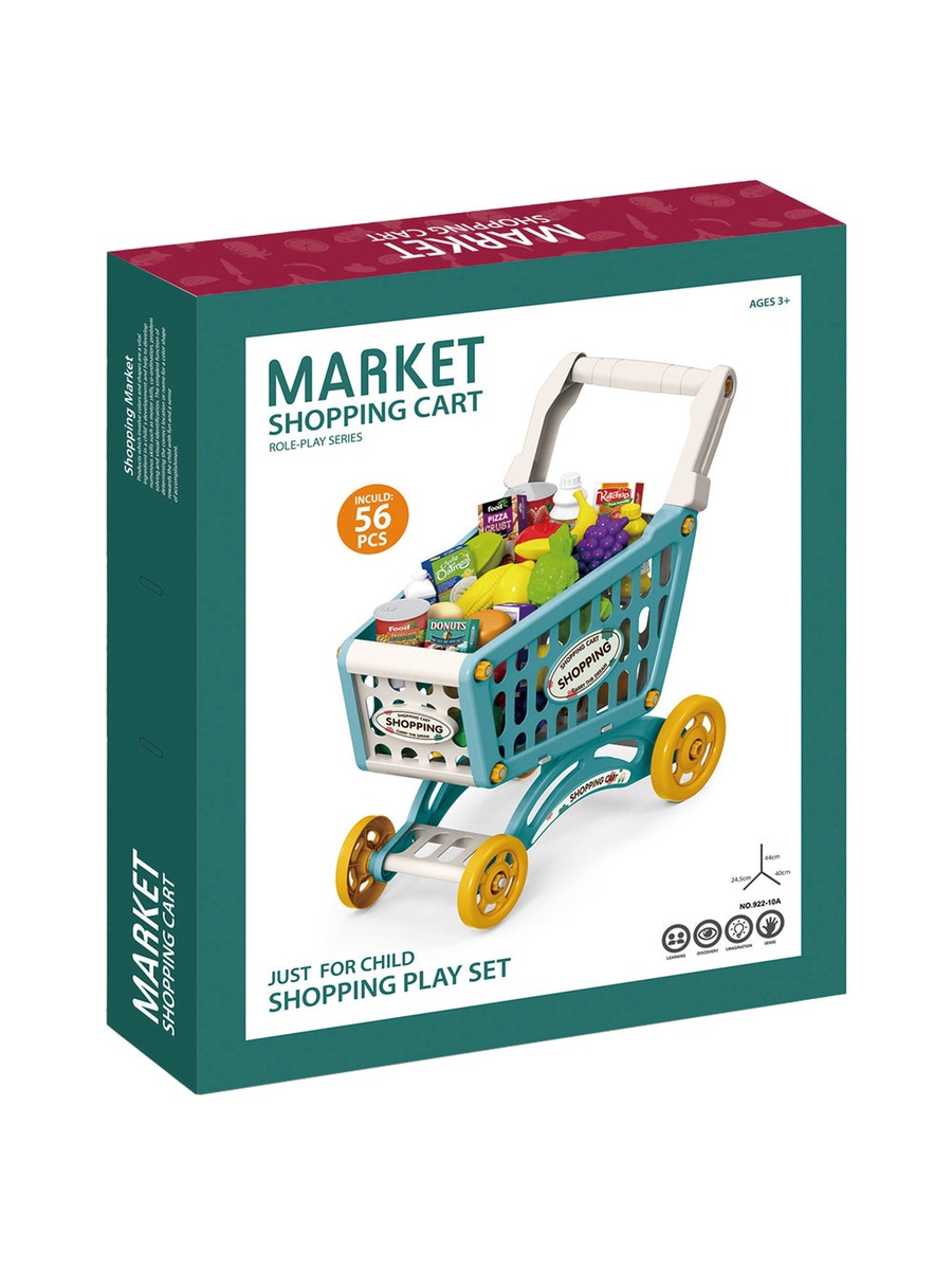 Role Play Market Shopping Cart Toy Set (56 -Piece) - Green