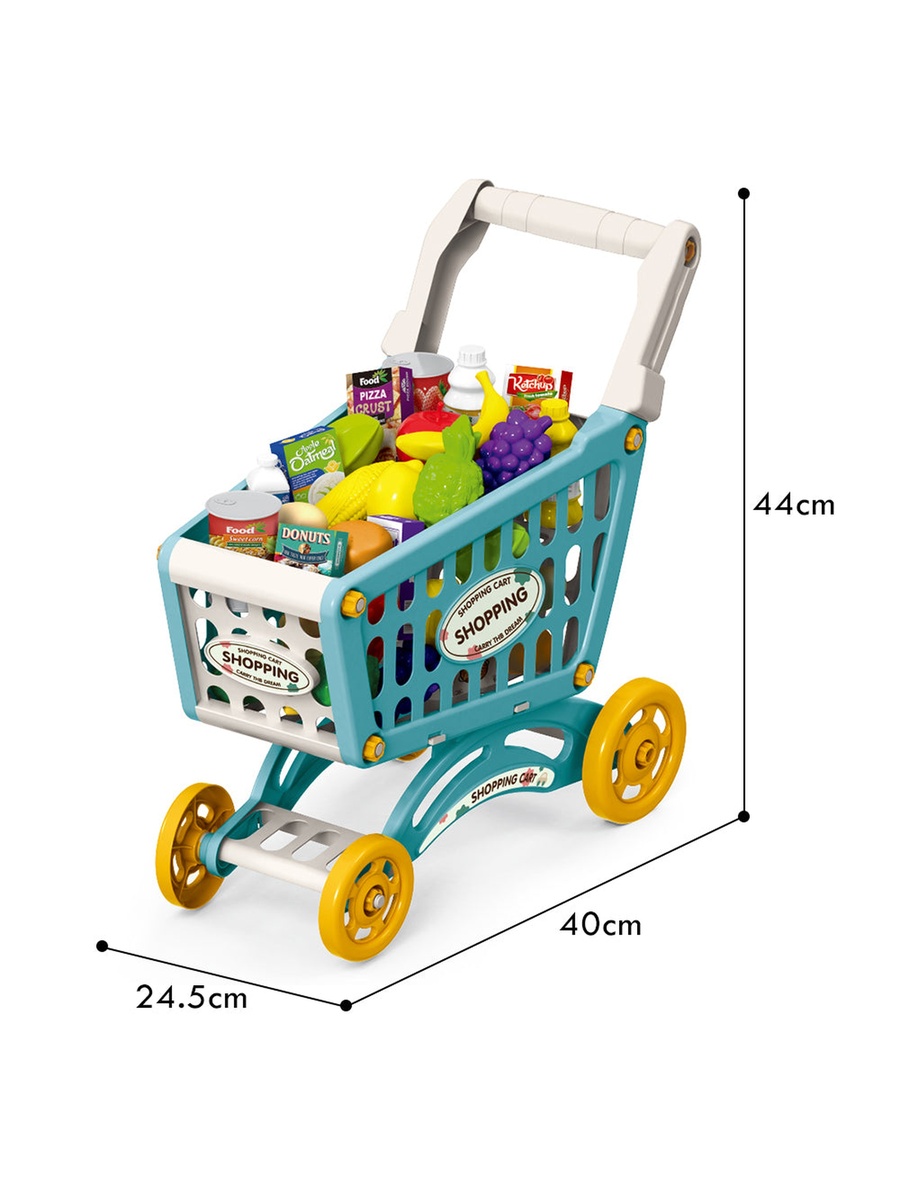 Role Play Market Shopping Cart Toy Set (56 -Piece) - Green