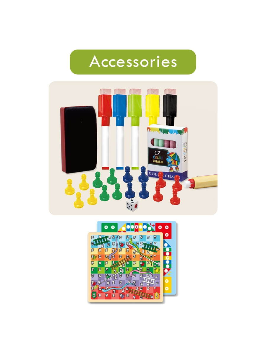 لوح رسم بستايل حقيبة يد وجهين 31 قطعة مع لعبة لوحية باللون الأخضر