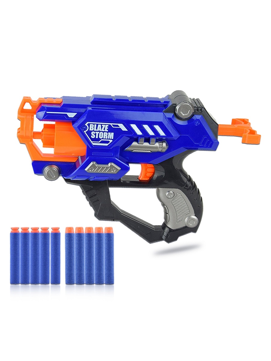 Kids Manual Bullet Gun with 10-Piece Soft Bullets - Blue