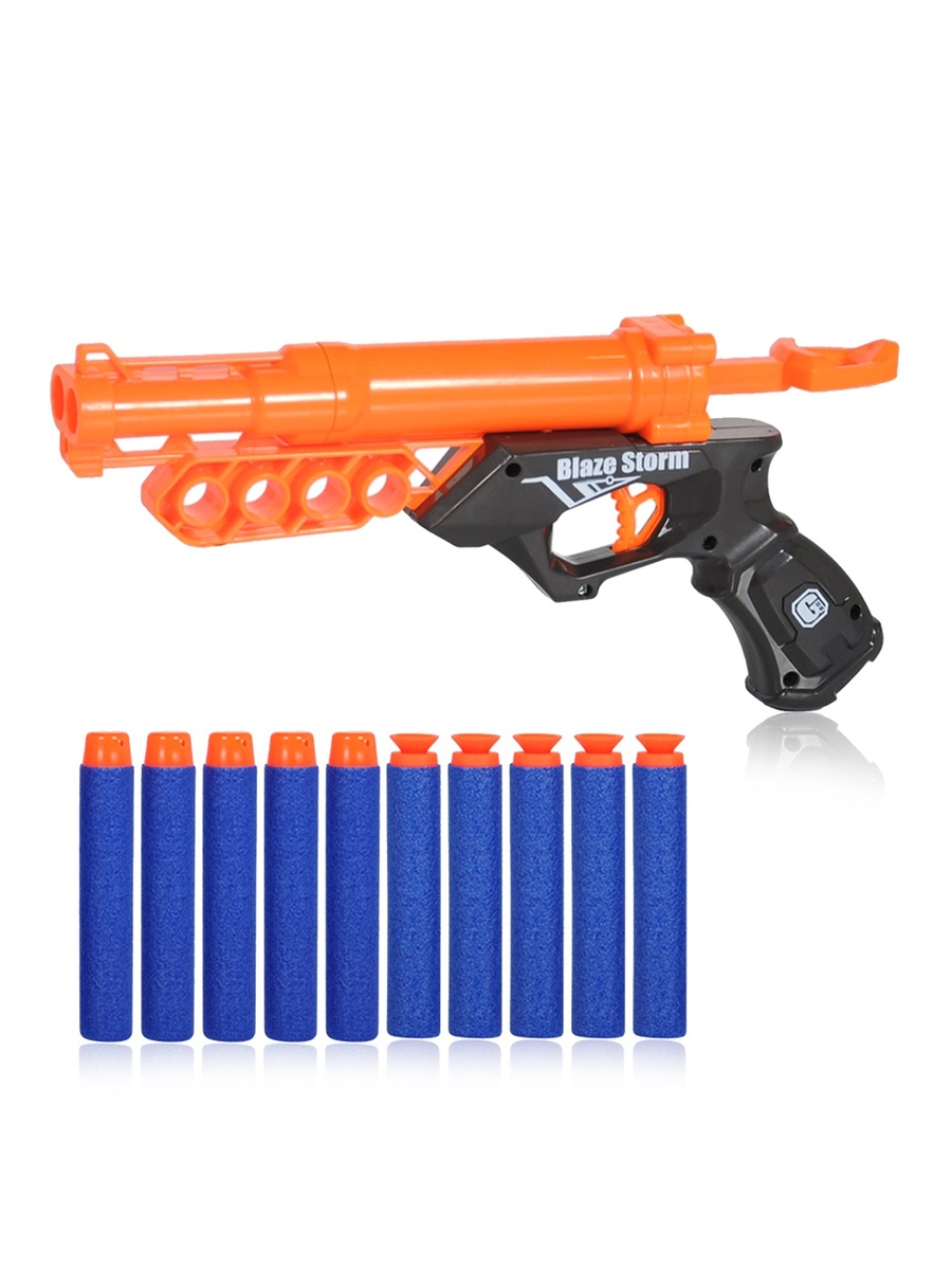 Kids Manual Bullet Gun with 10-Piece Soft Bullets - Orange