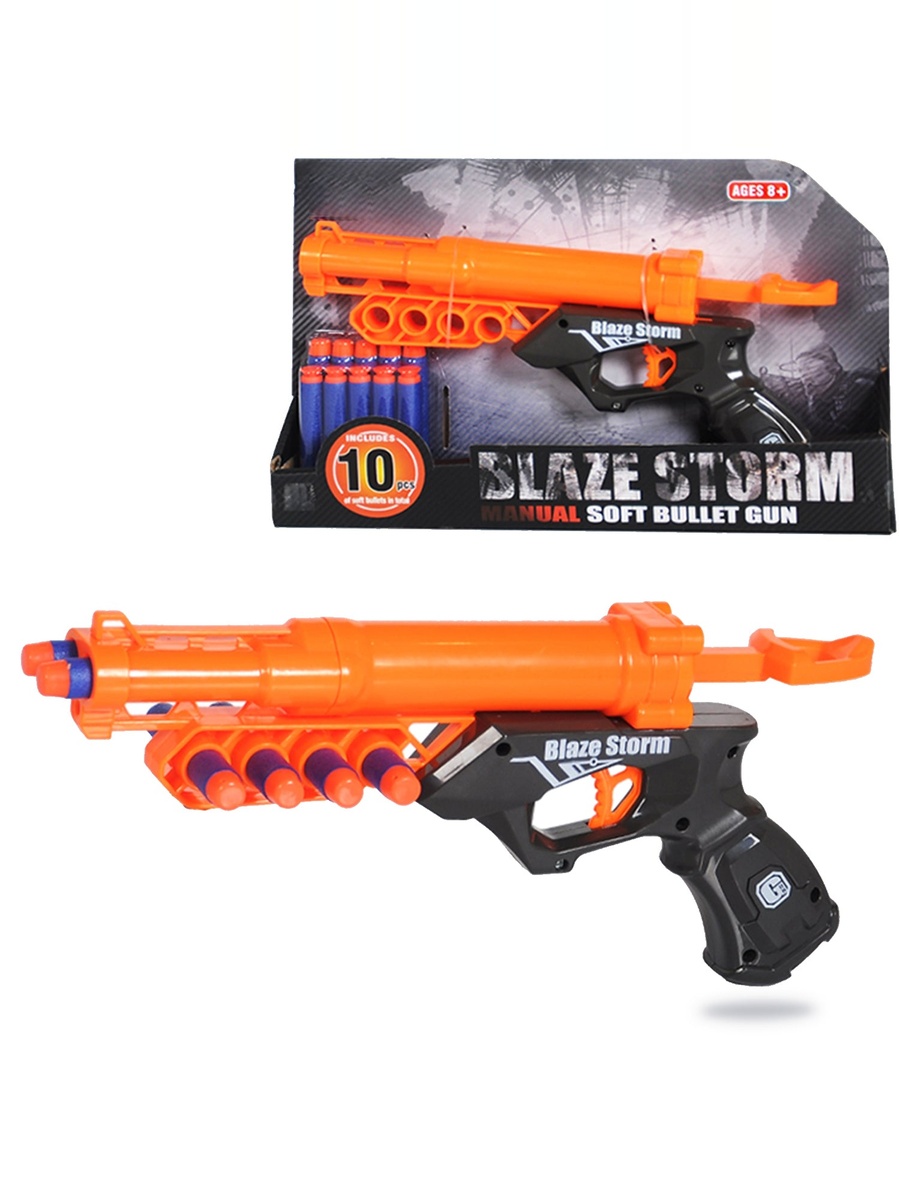 Kids Manual Bullet Gun with 10-Piece Soft Bullets - Orange