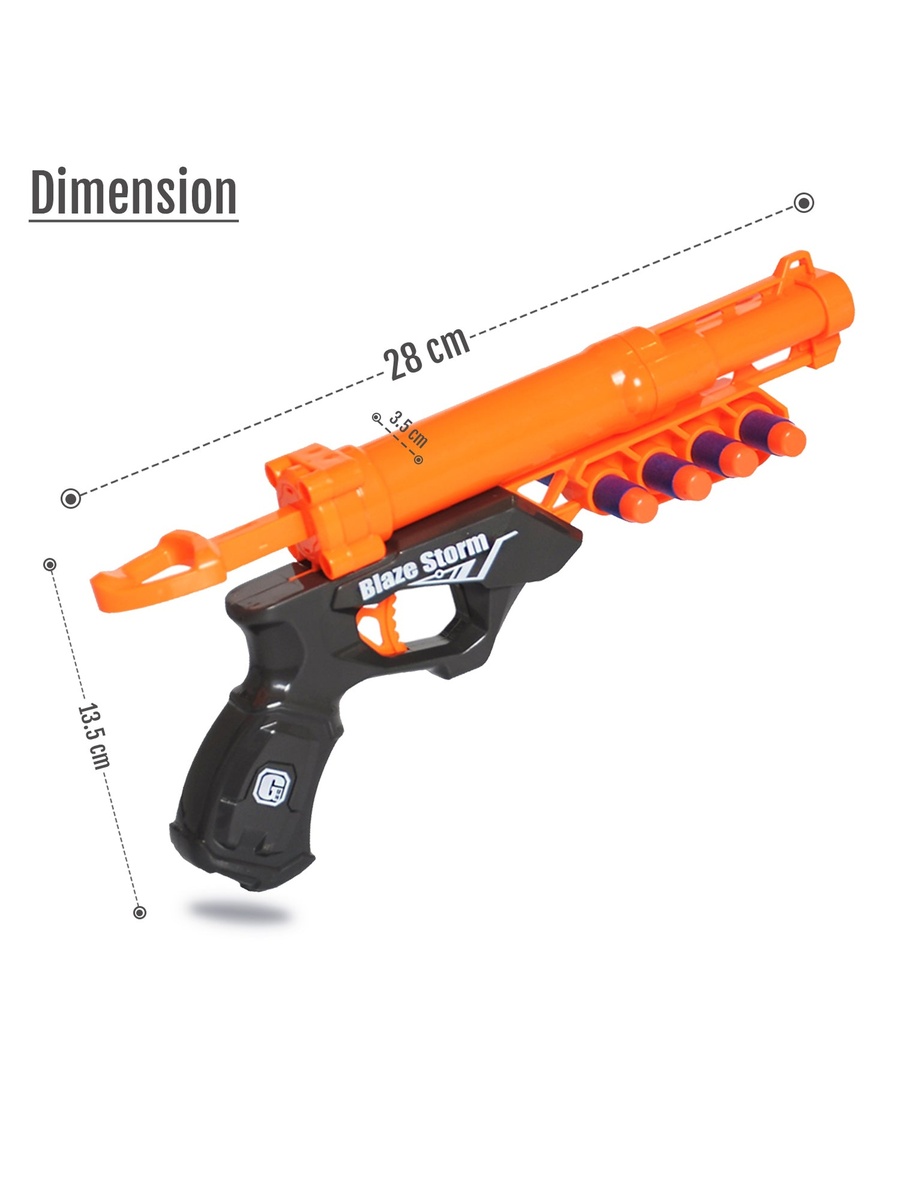Kids Manual Bullet Gun with 10-Piece Soft Bullets - Orange