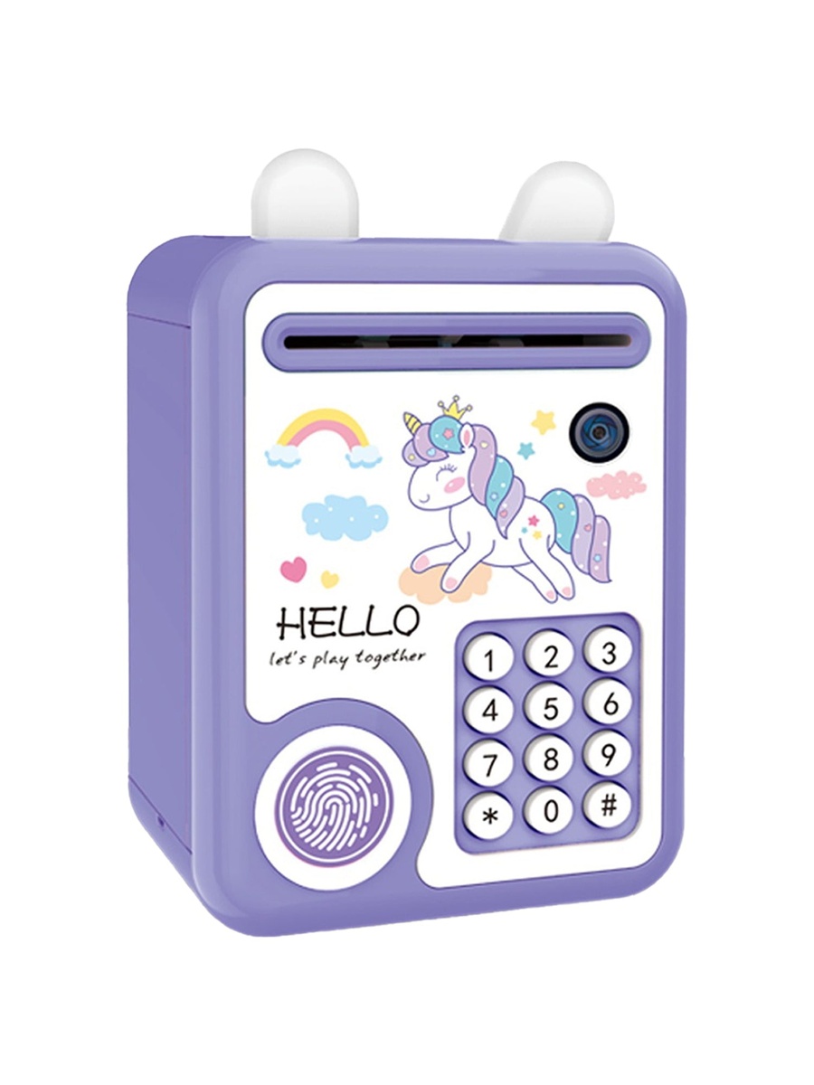 Lovely Piggy Bank with Fingerprint Lock and Music - Unicorn Purple
