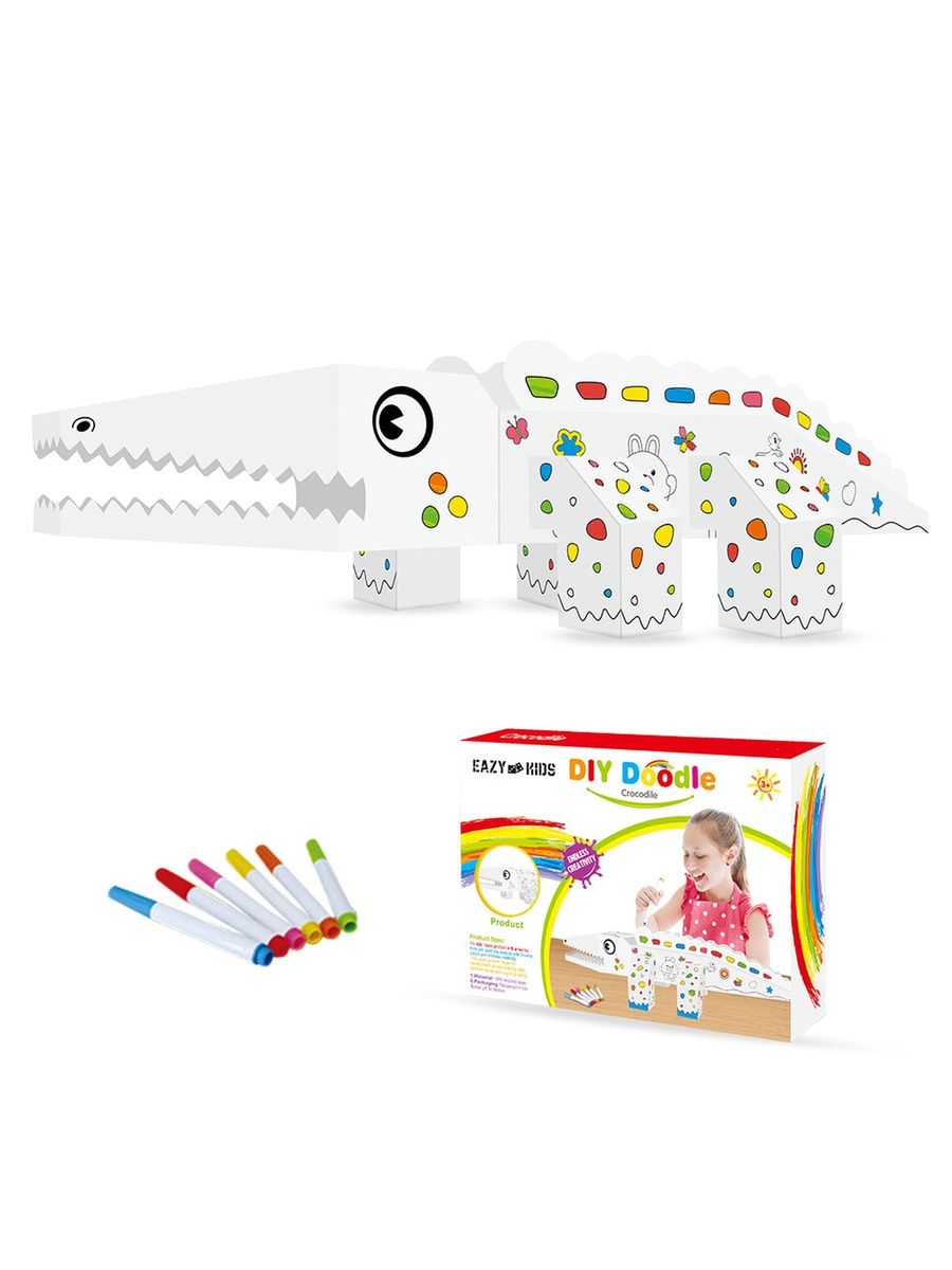 DIY Doodle Coloring Kit with Set of 6 Sketch Pens - Crocodile
