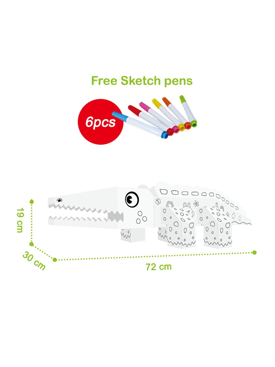 DIY Doodle Coloring Kit with Set of 6 Sketch Pens - Crocodile