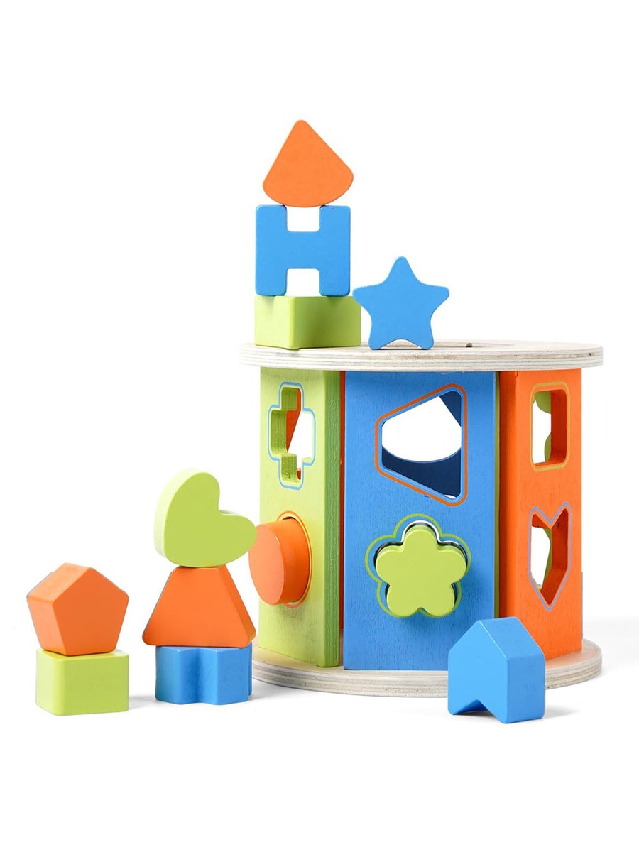 12 -Piece Wooden Activity Box Early Education Montessori - Multicolor
