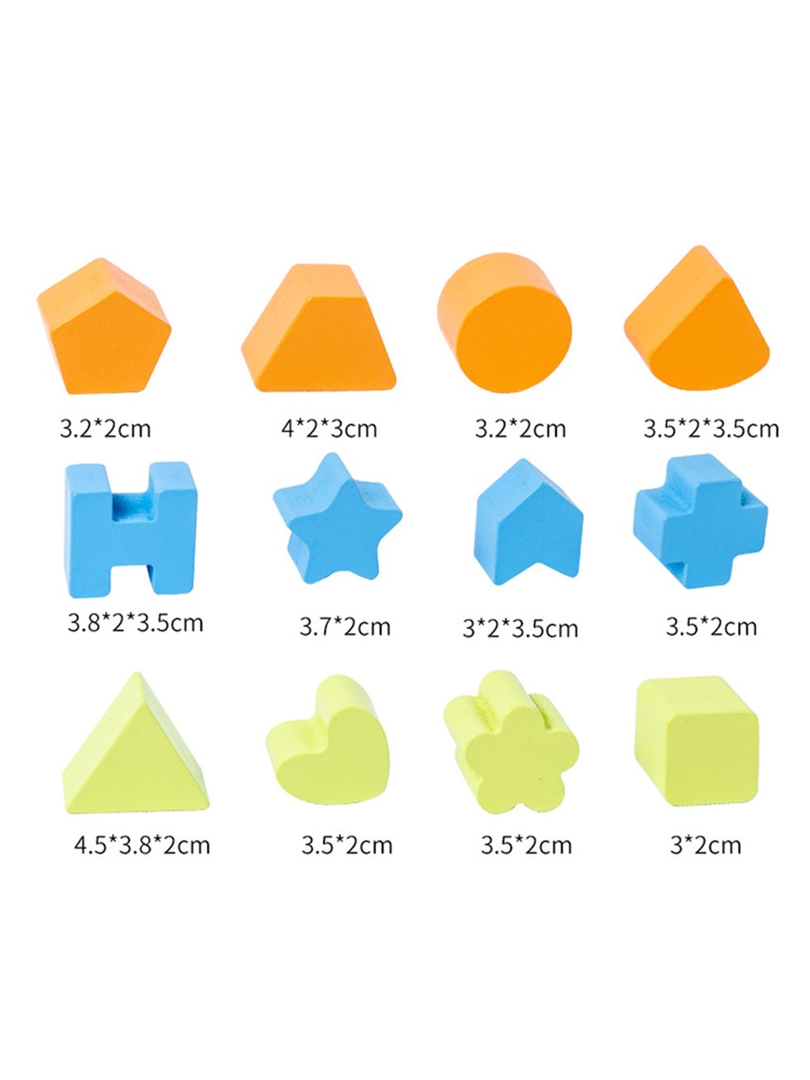 12 -Piece Wooden Activity Box Early Education Montessori - Multicolor