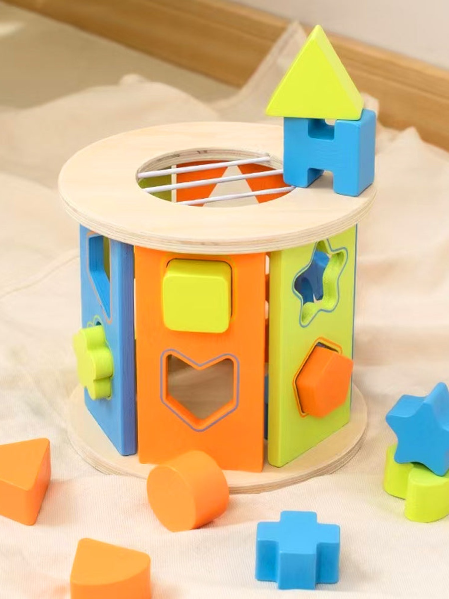 12 -Piece Wooden Activity Box Early Education Montessori - Multicolor