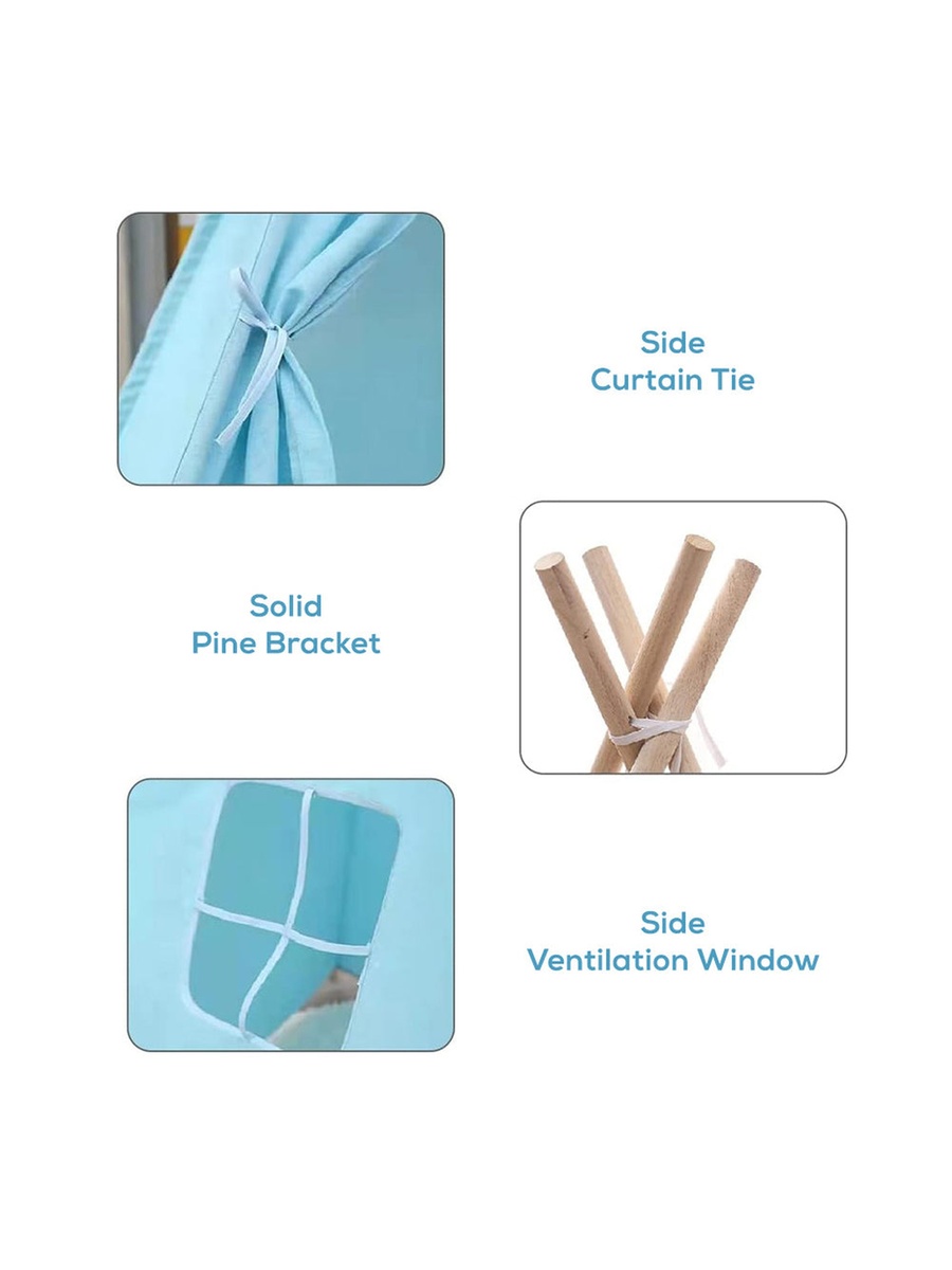 Canvas Foldable Tent and Teepee Playhouse - Blue