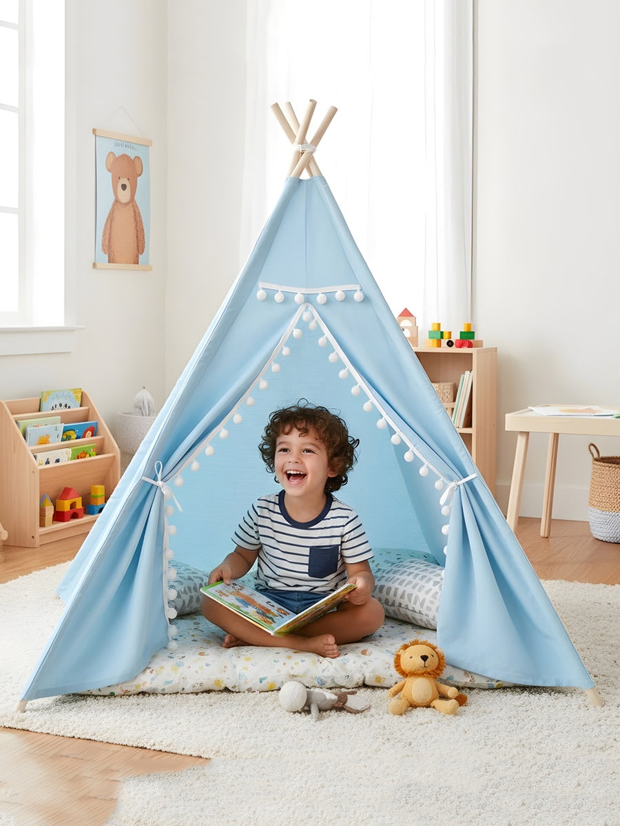 Canvas Foldable Tent and Teepee Playhouse - Blue